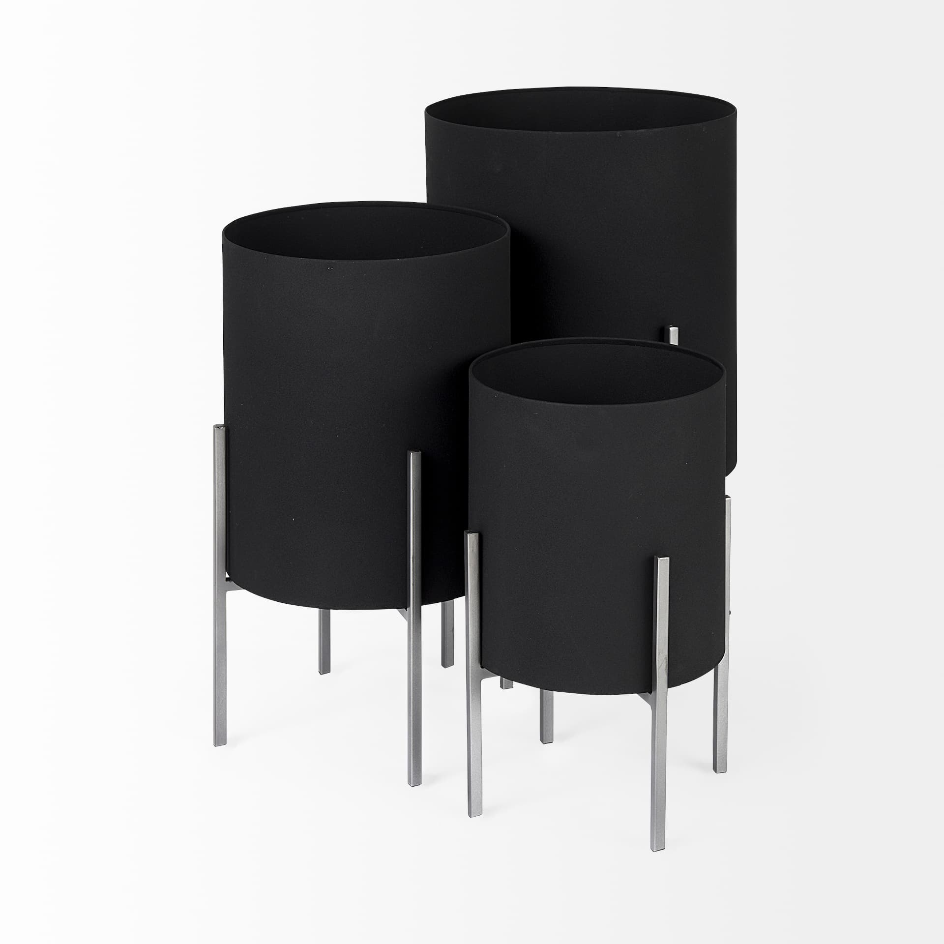 Claypoole (Set of 3) Black Plant Stands — product photograph