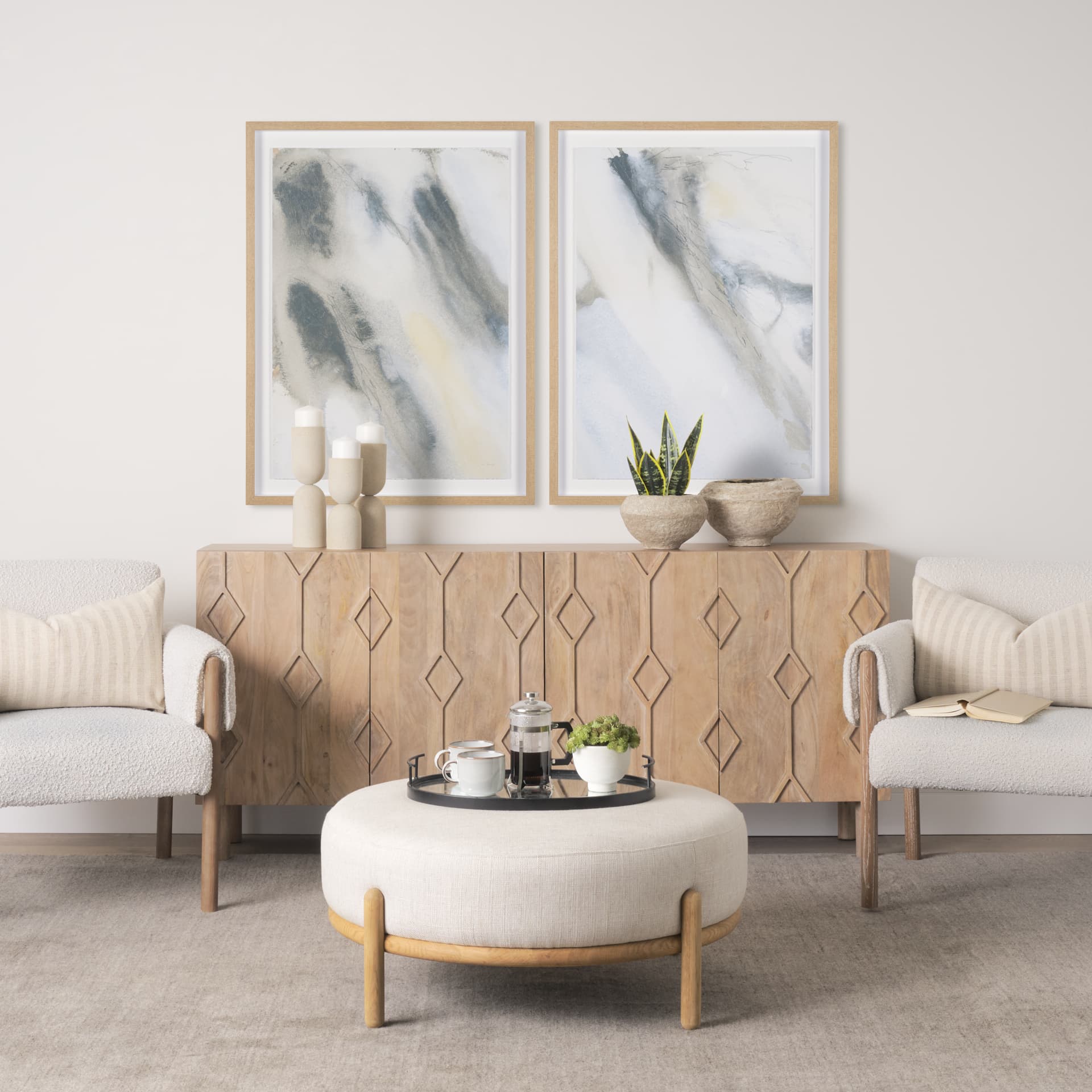 Retreating Tide II by Ira Havuka a Hand Embellished Framed Art Print Matted under Glass — in a styled room