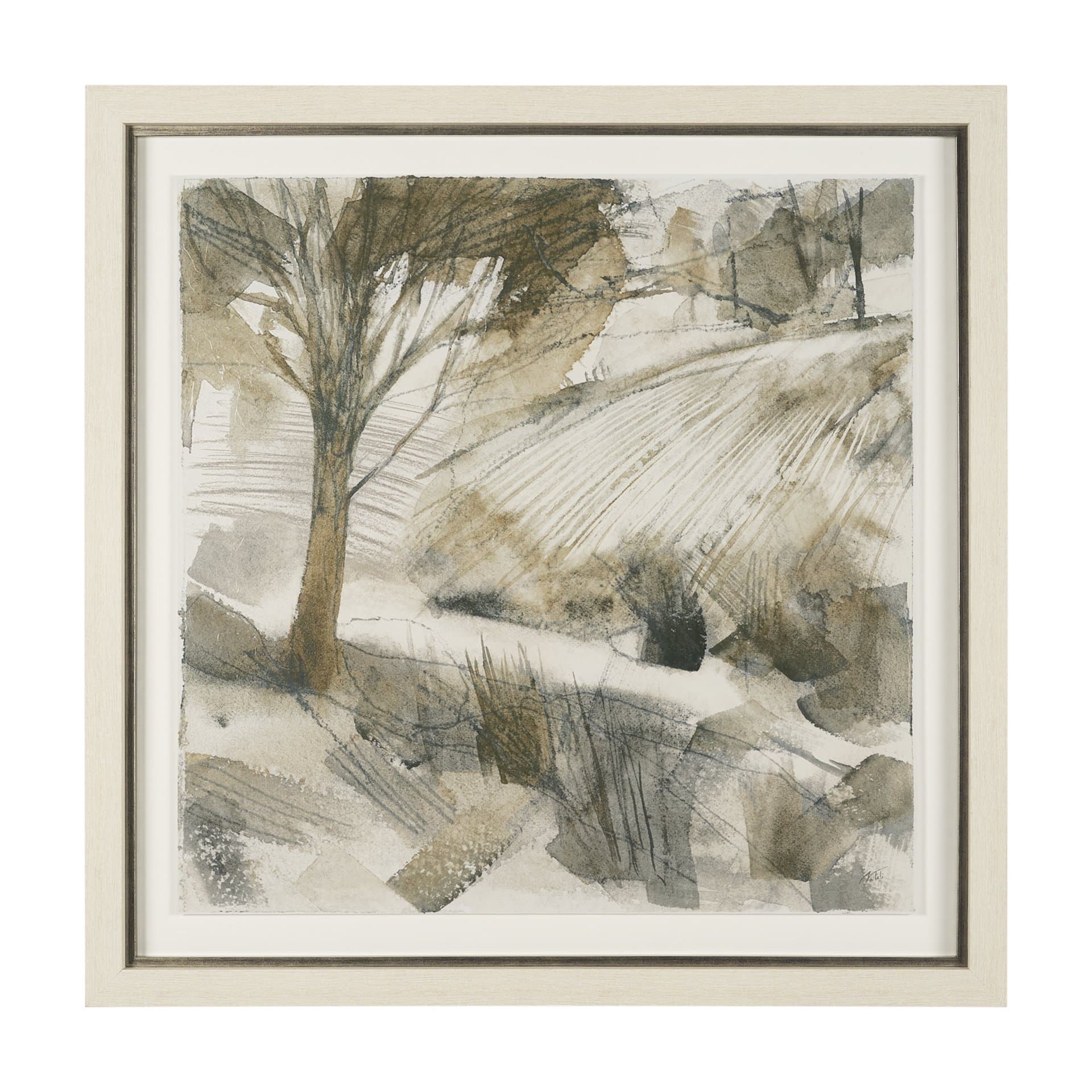 Deer Trail I by Mercana Studio Hand Embelished Textured Framed Artwork Matted under Glass — product photograph