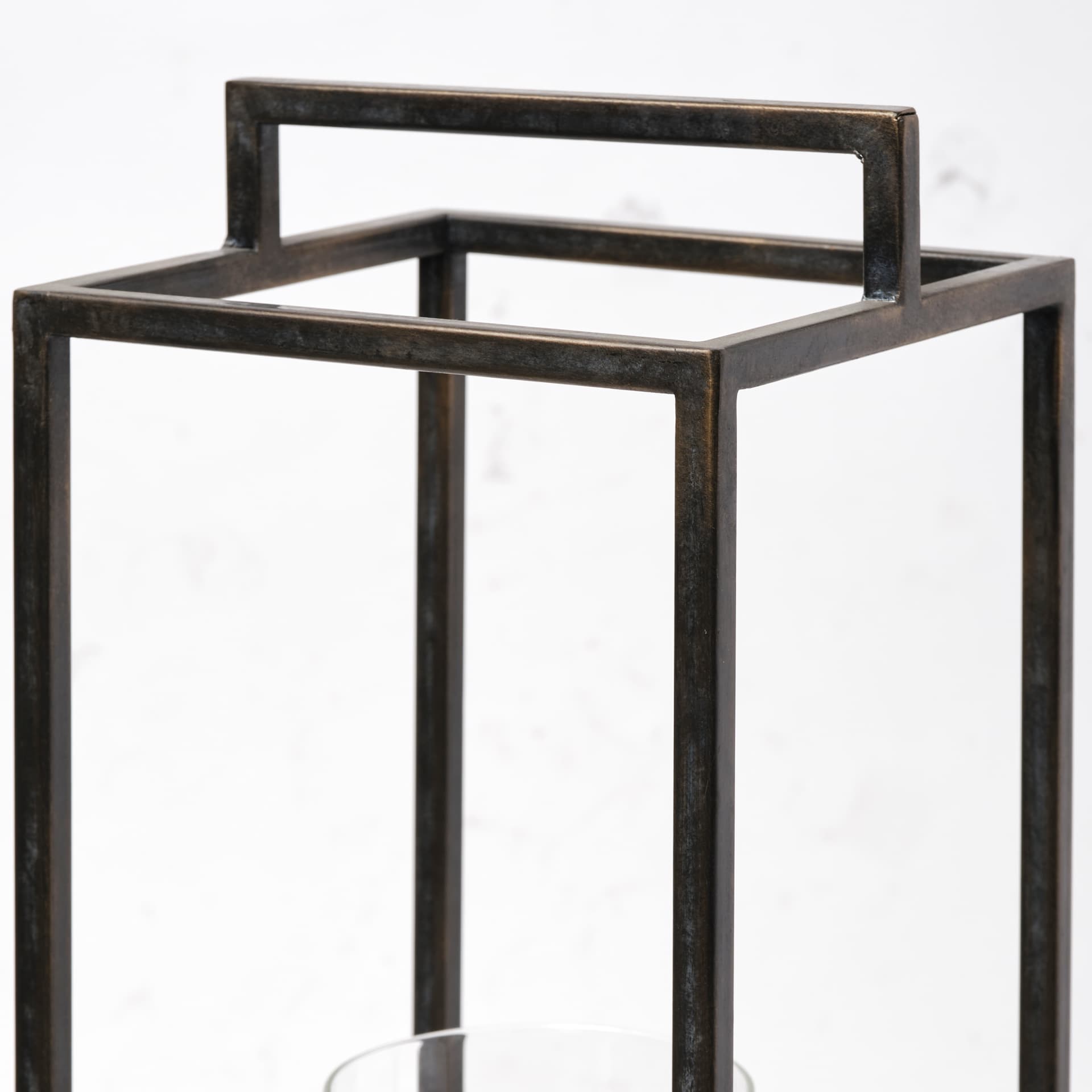 Orionis Large Wood w/ Black Metal Lantern Candle Holder — product photograph