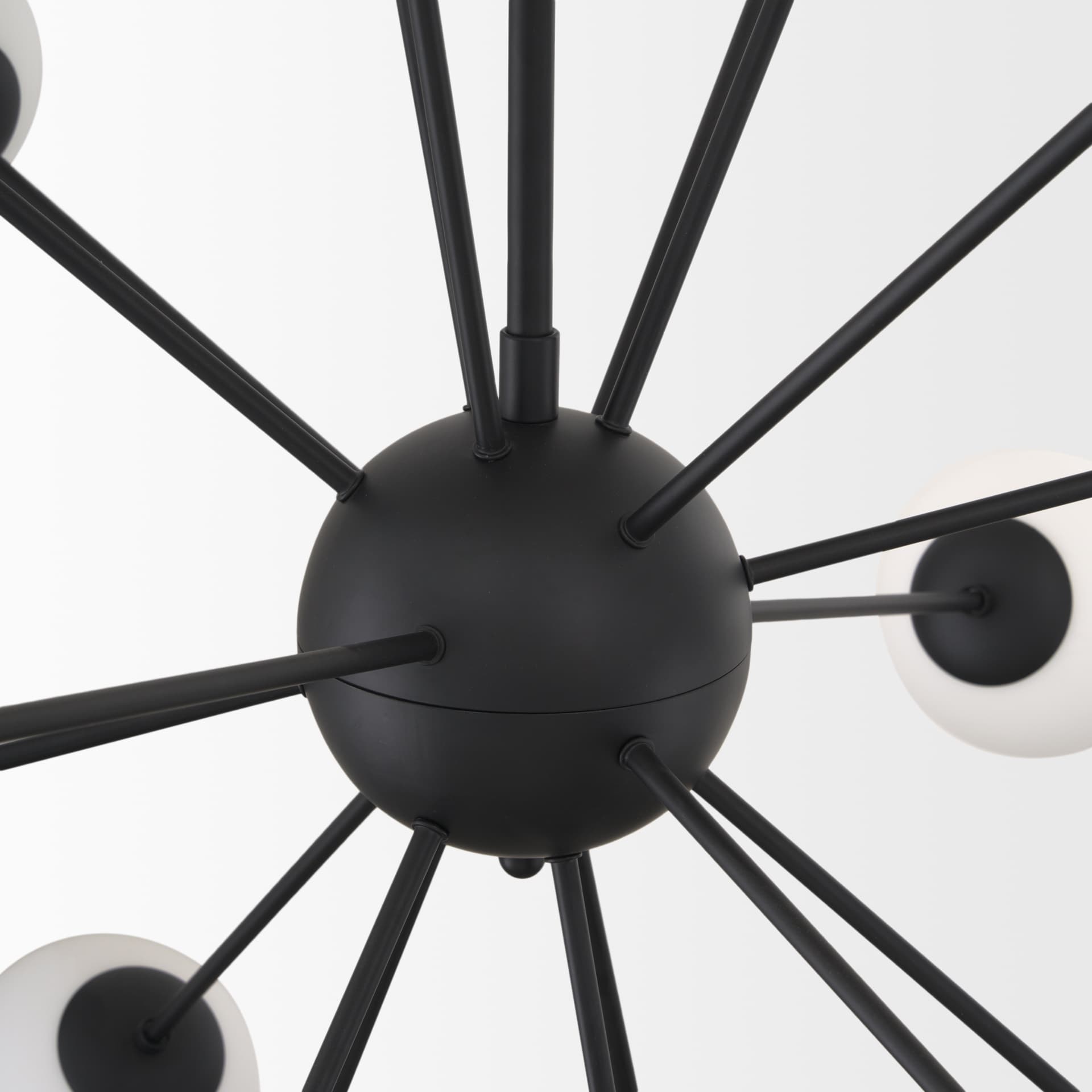 Barbara Matte Black Metal w/ Frosted Glass Globes 18-Light Chandelier — product photograph