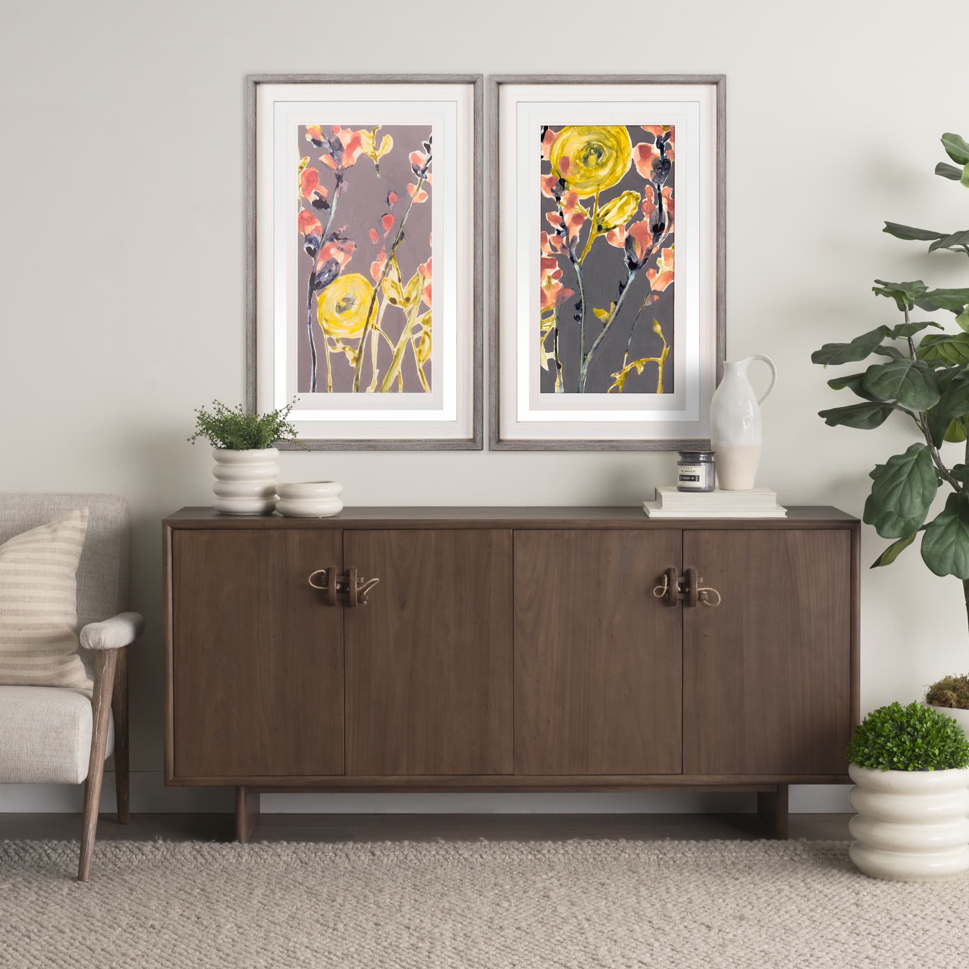 Anemone & Coral II by Jennifer Goldberger a Framed Art Print Matted under Glass — in a styled room
