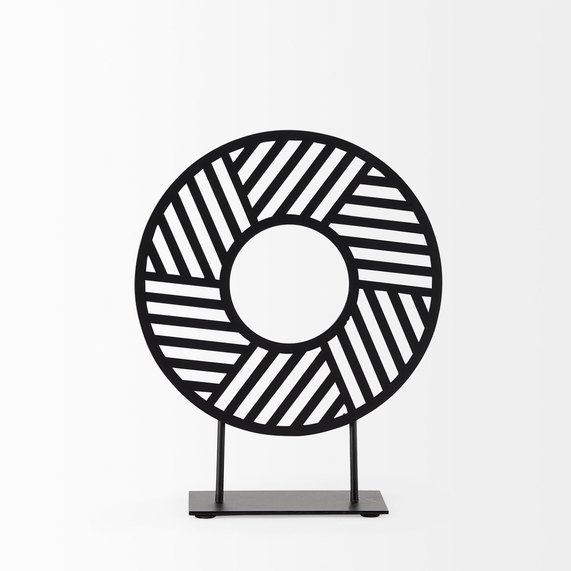 Micra 9.1L x 2.6W x 10.9H Matte Black Metal Decorative Object on a Stand — product photograph