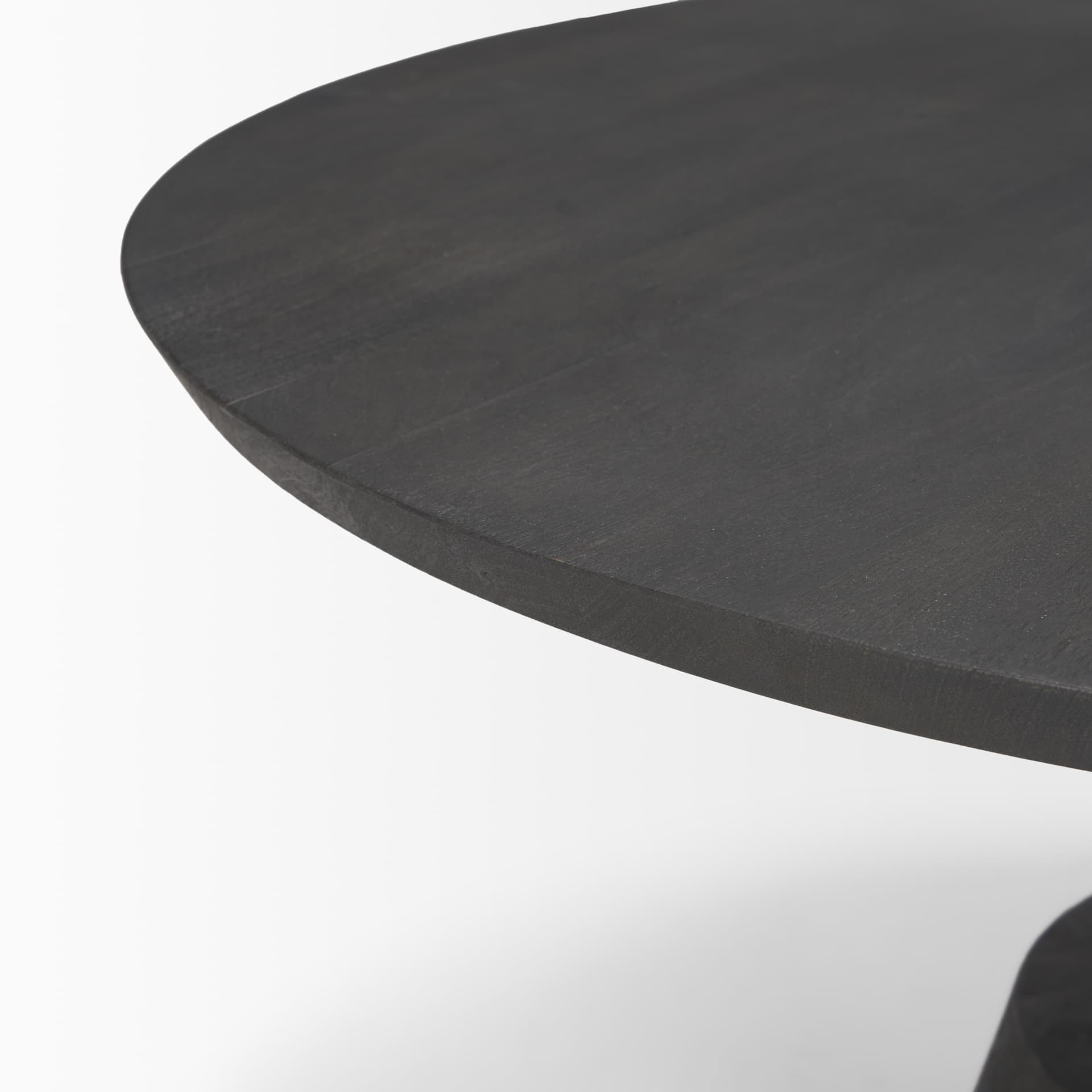 Maxwell 34" Dark Brown Wood W/ Black Metal Pedestal Base Round Coffee Table — product photograph