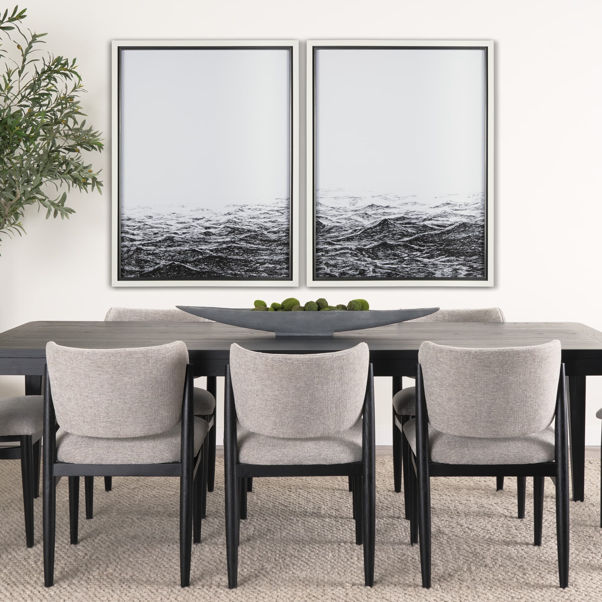 Running on Waves I by Simeng a Framed Art Print Matted under Glass — in a styled room