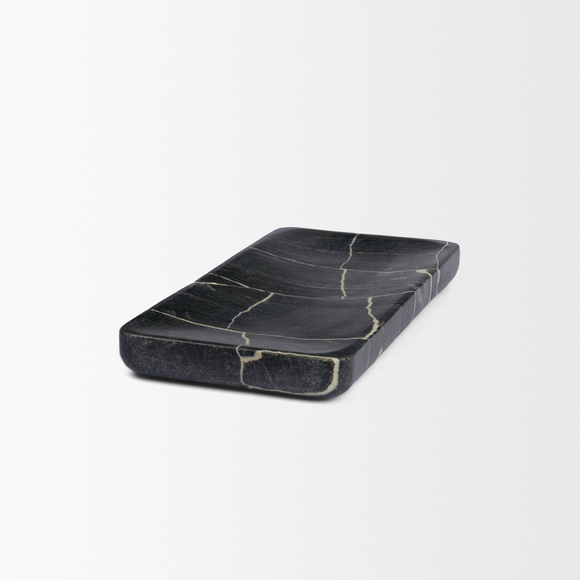 Tratto Rectangular Black Marble Tray — product photograph