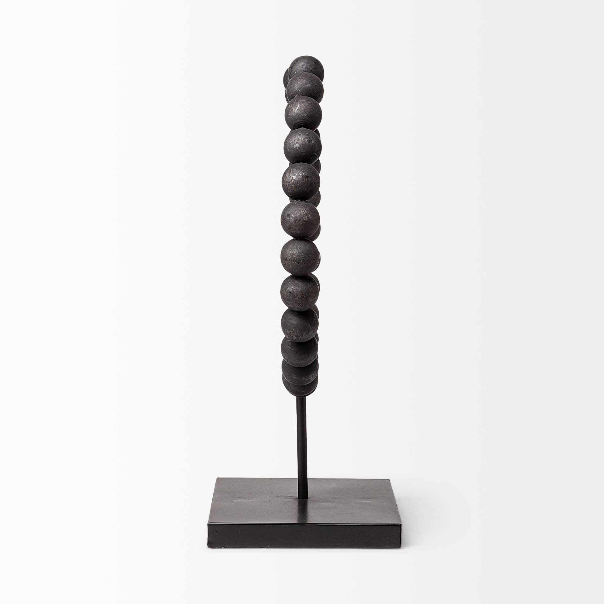Tulane II (Large) 12L x 6W Black Beaded Broken Sphere Decorative Object — product photograph
