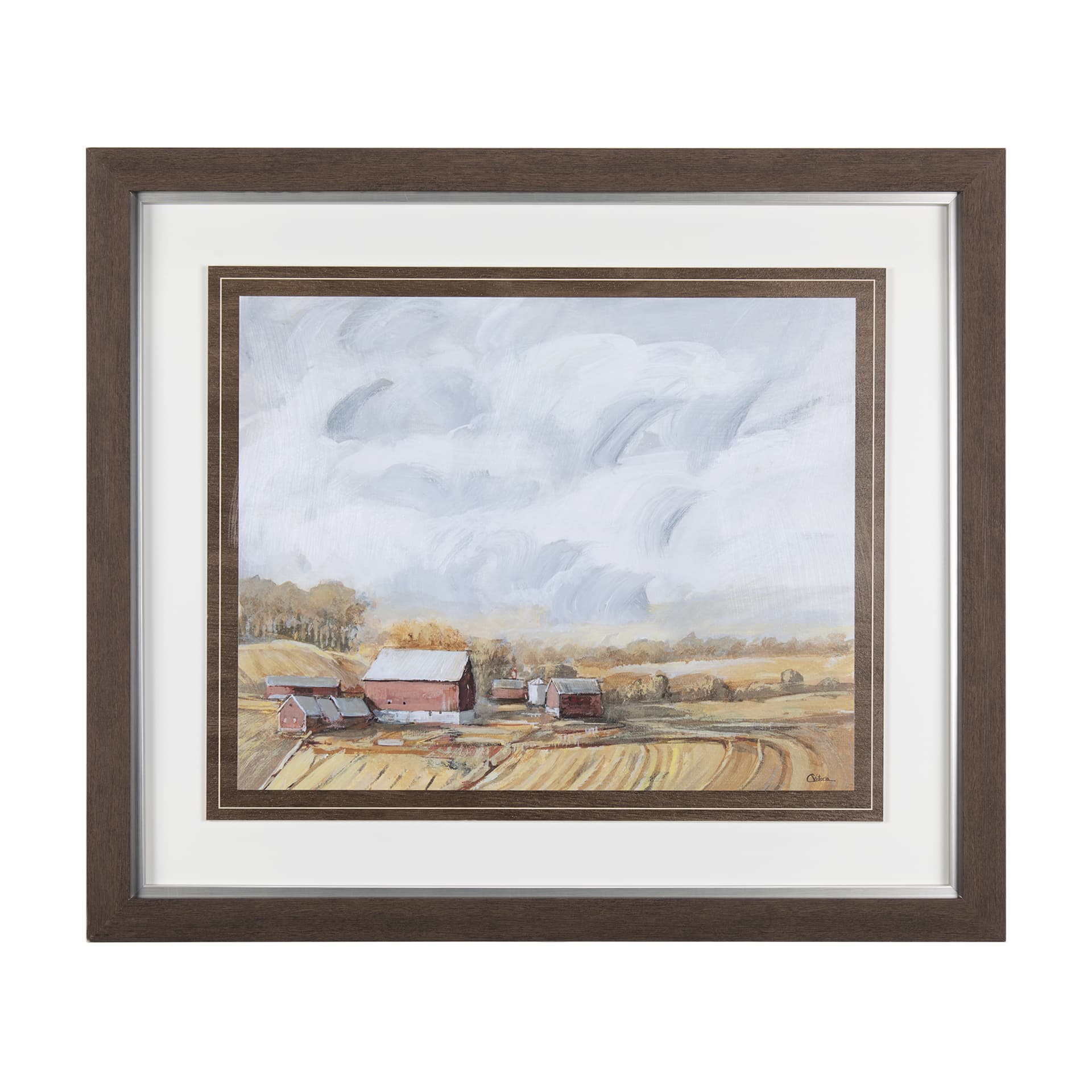 Farmland View I by Mercana Studio a Hand Embellished Textured Framed Art Print — product photograph