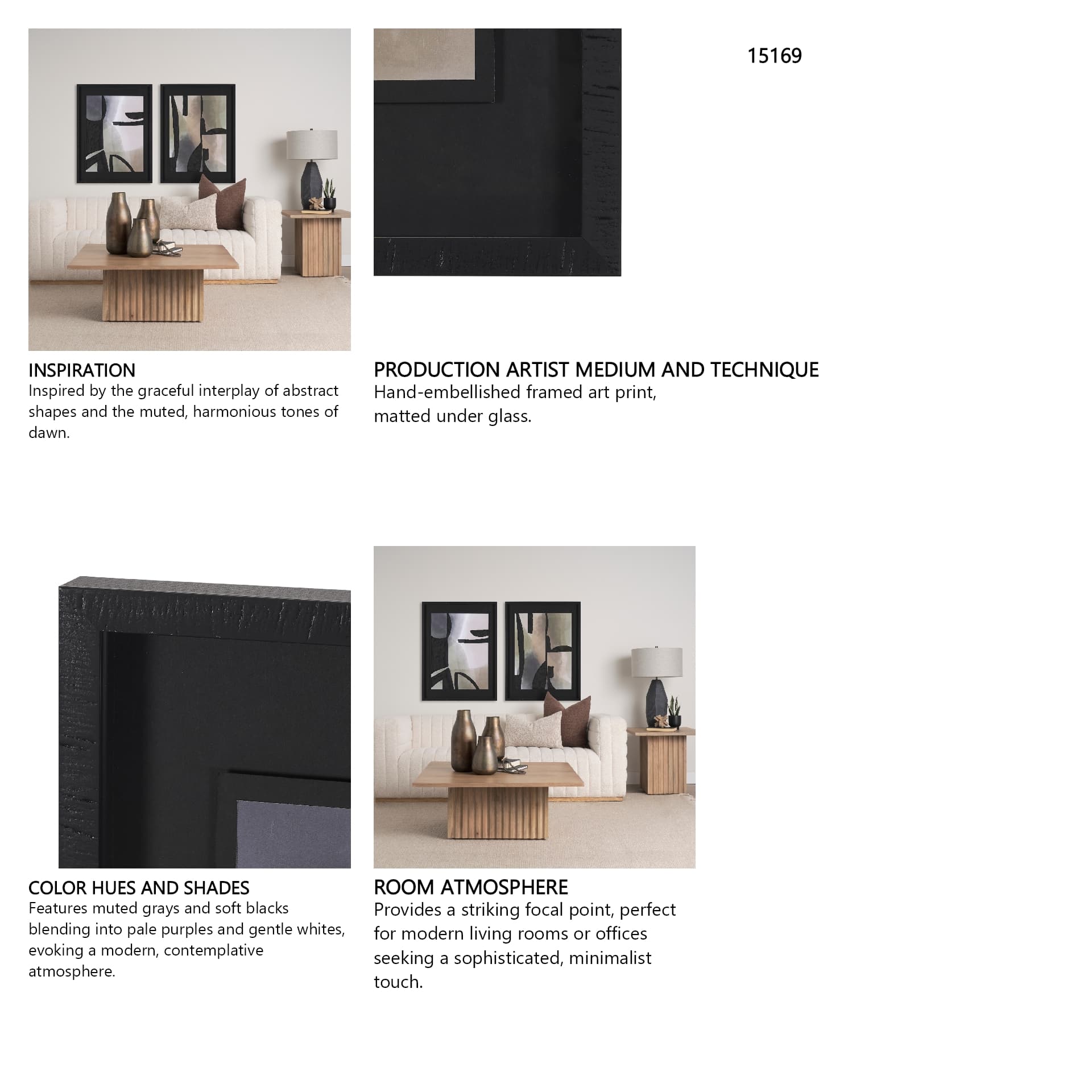 Shape Shift - Multiply by Mercana Studio Hand Embellished Framed Art Print Matted under Glass — in a styled room