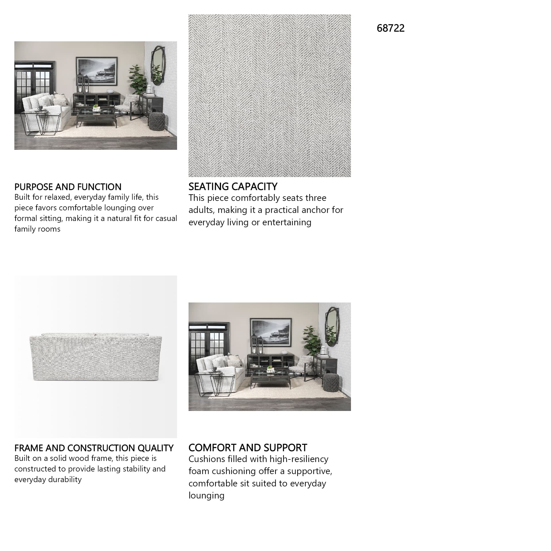 Denly II 92.5W Frost Gray Slipcover Three Seater Sofa — in a styled room