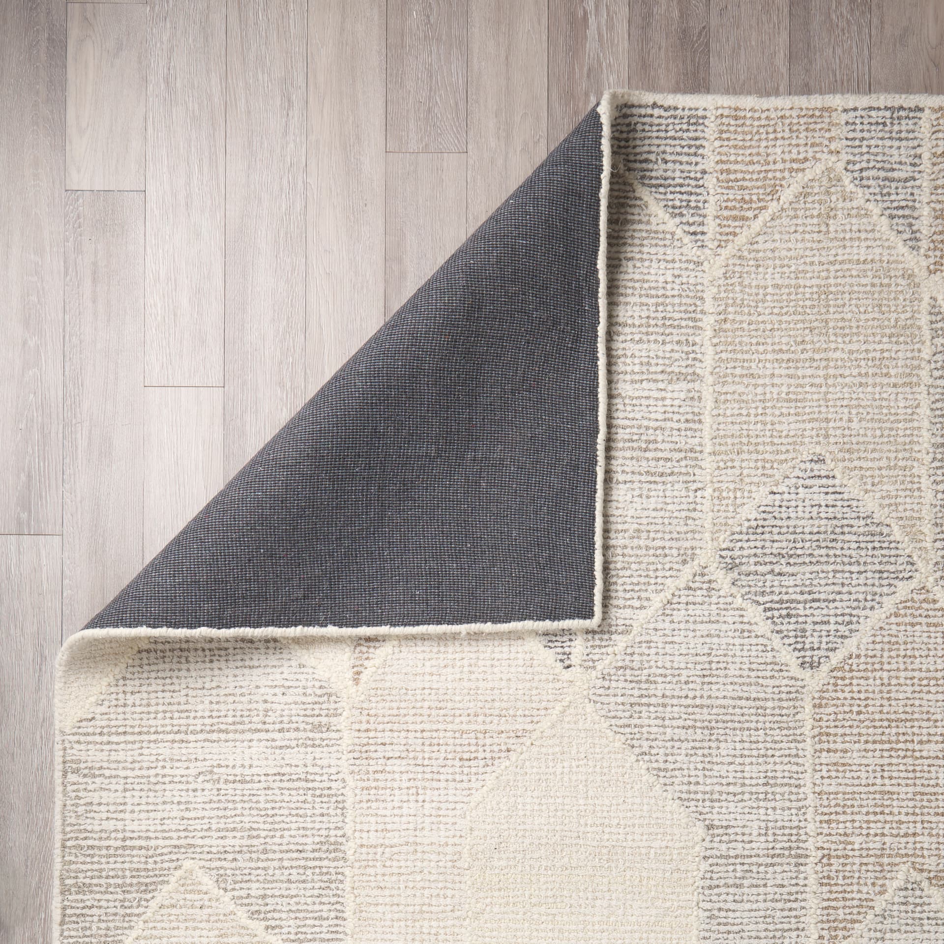 Kolt 9x12 Neutral Geometric Patterned Wool Area Rug — product photograph