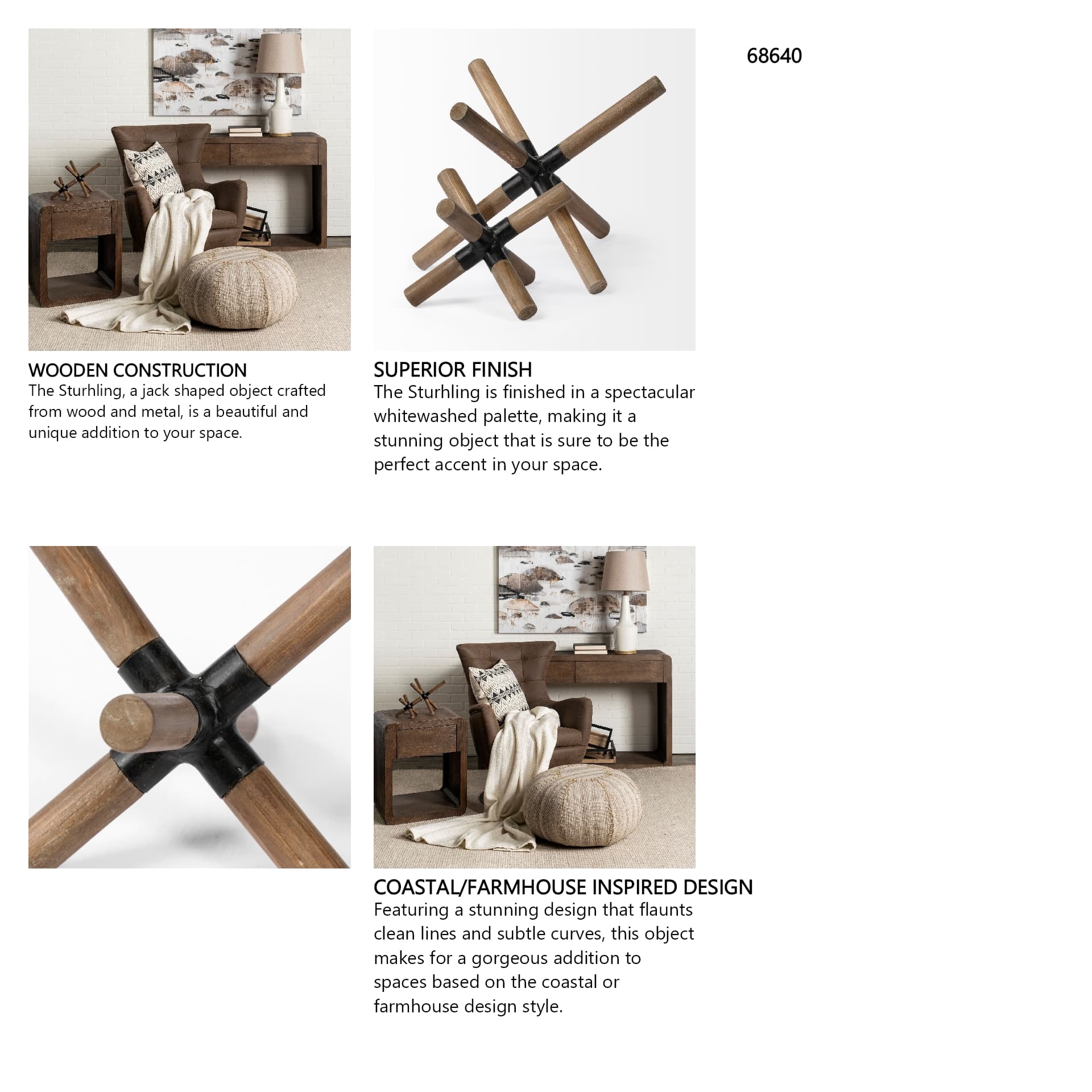 Stuhrling I (Small) 7L x 7W Brown Wood W/ Black Metal Jack — in a styled room