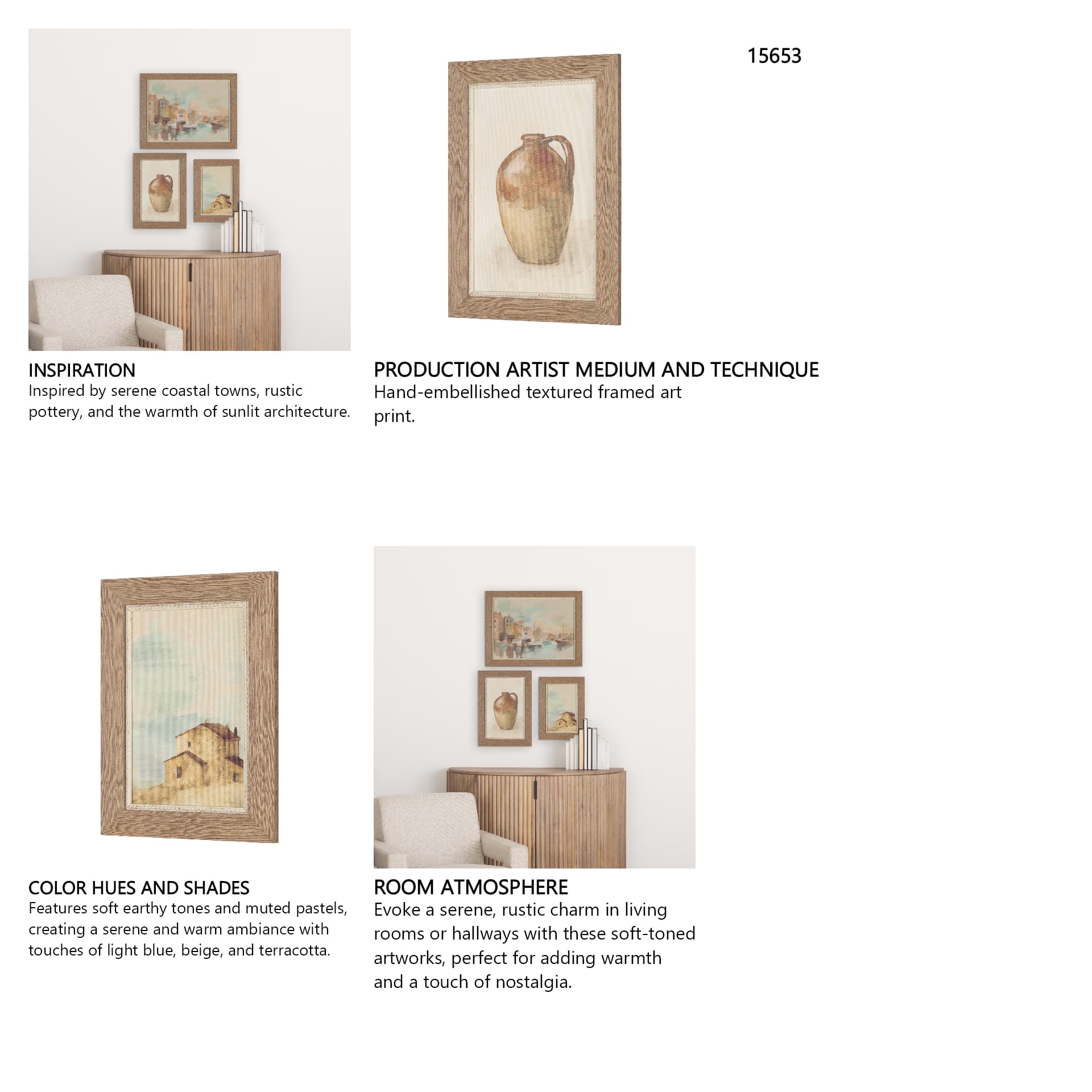 Tuscan Collection (Set of 3) by Silvia Vassileva a Hand Embellished Framed Art Print — in a styled room