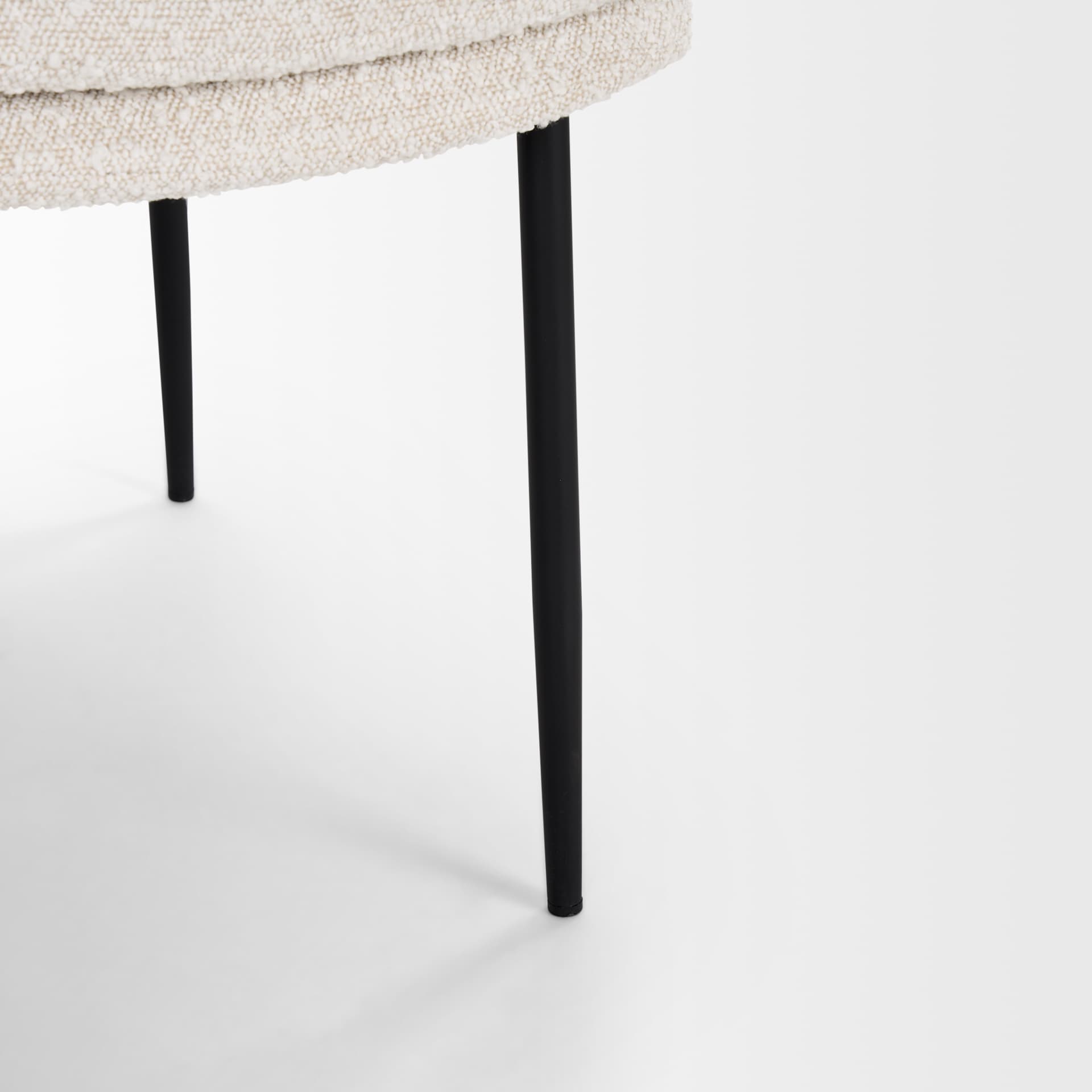 Eve Curved Back Dining Side Chair | Cream Boucle w/ Black Metal — product photograph