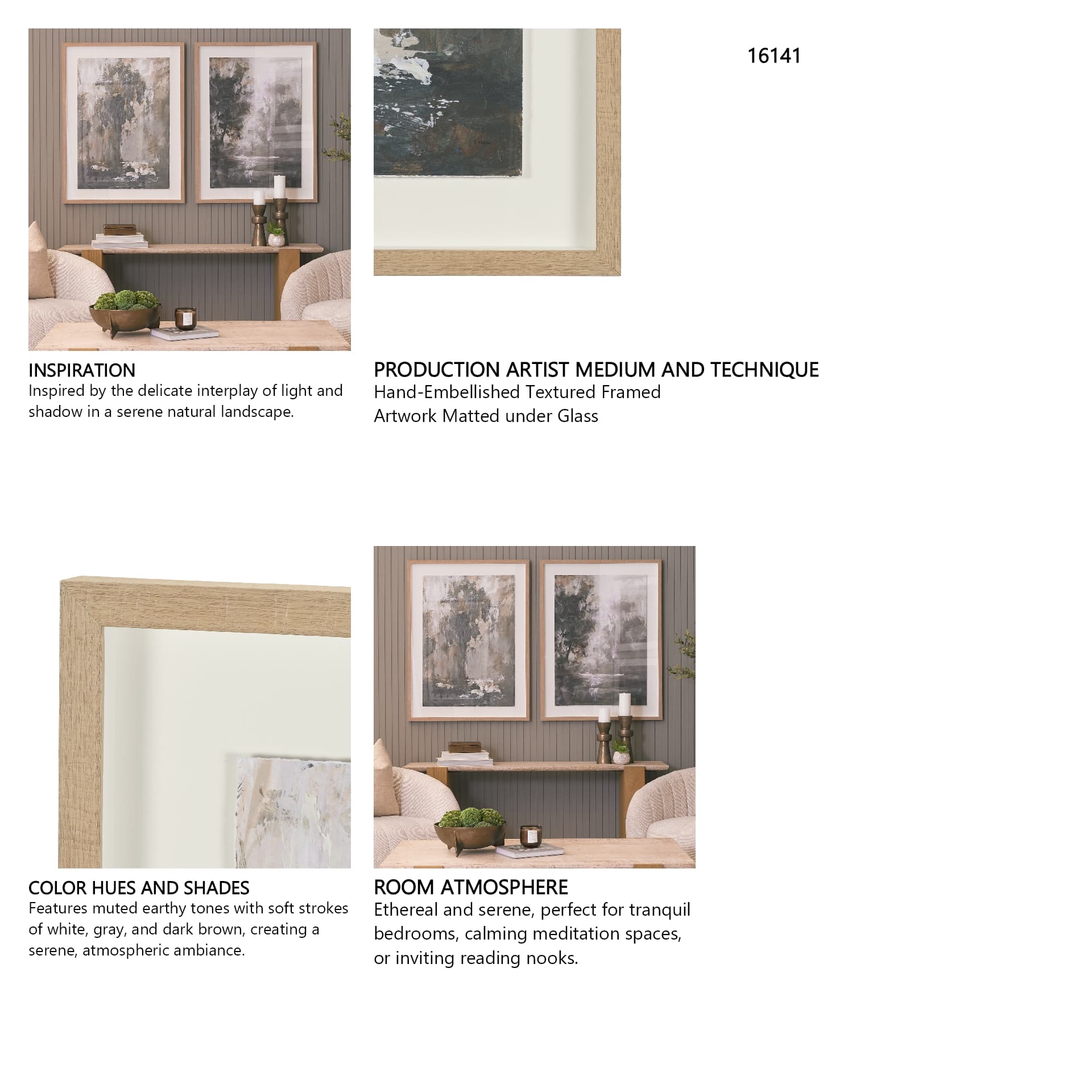 Forest Whispers II by Mercana Studio Hand-Embellished Textured Framed Artwork Matted under Glass — in a styled room
