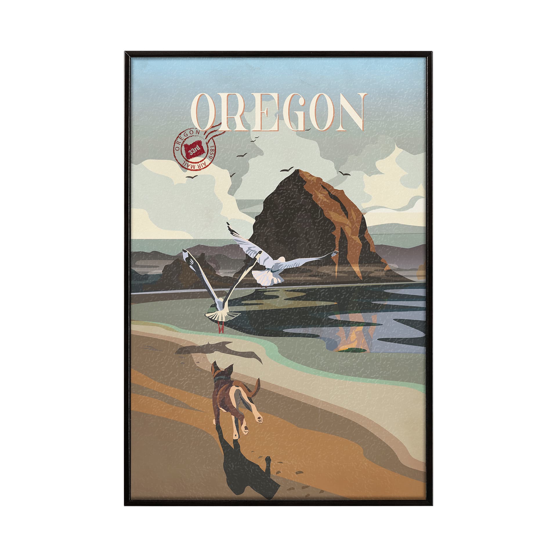 Oregon Go USA (SM) by Mercana Studio a Hand Embellished Decograph Framed Art Print — product photograph