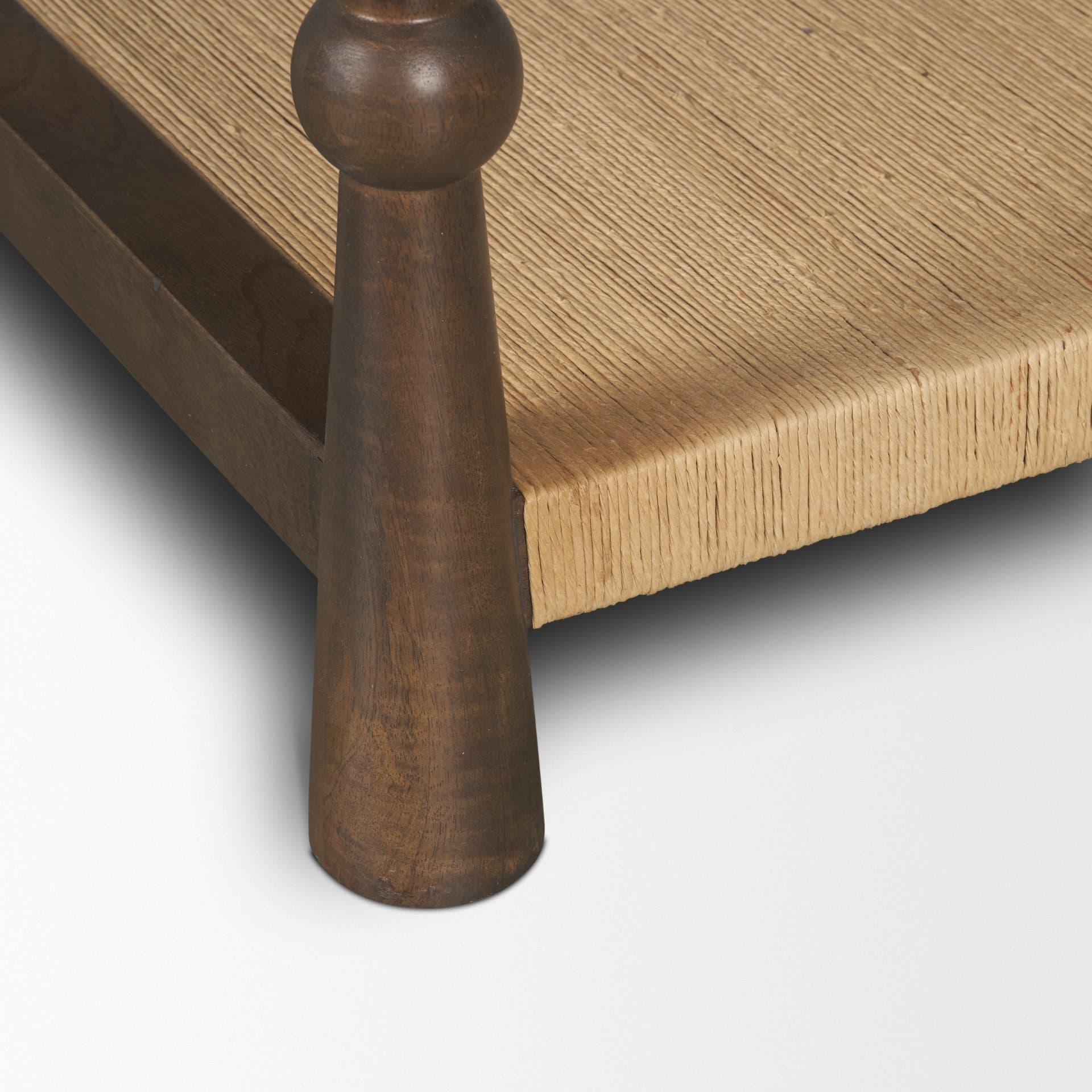 Bondi 42" Dark Brown Wood w/ Paper Rope Shelf Square Coffee Table — product photograph