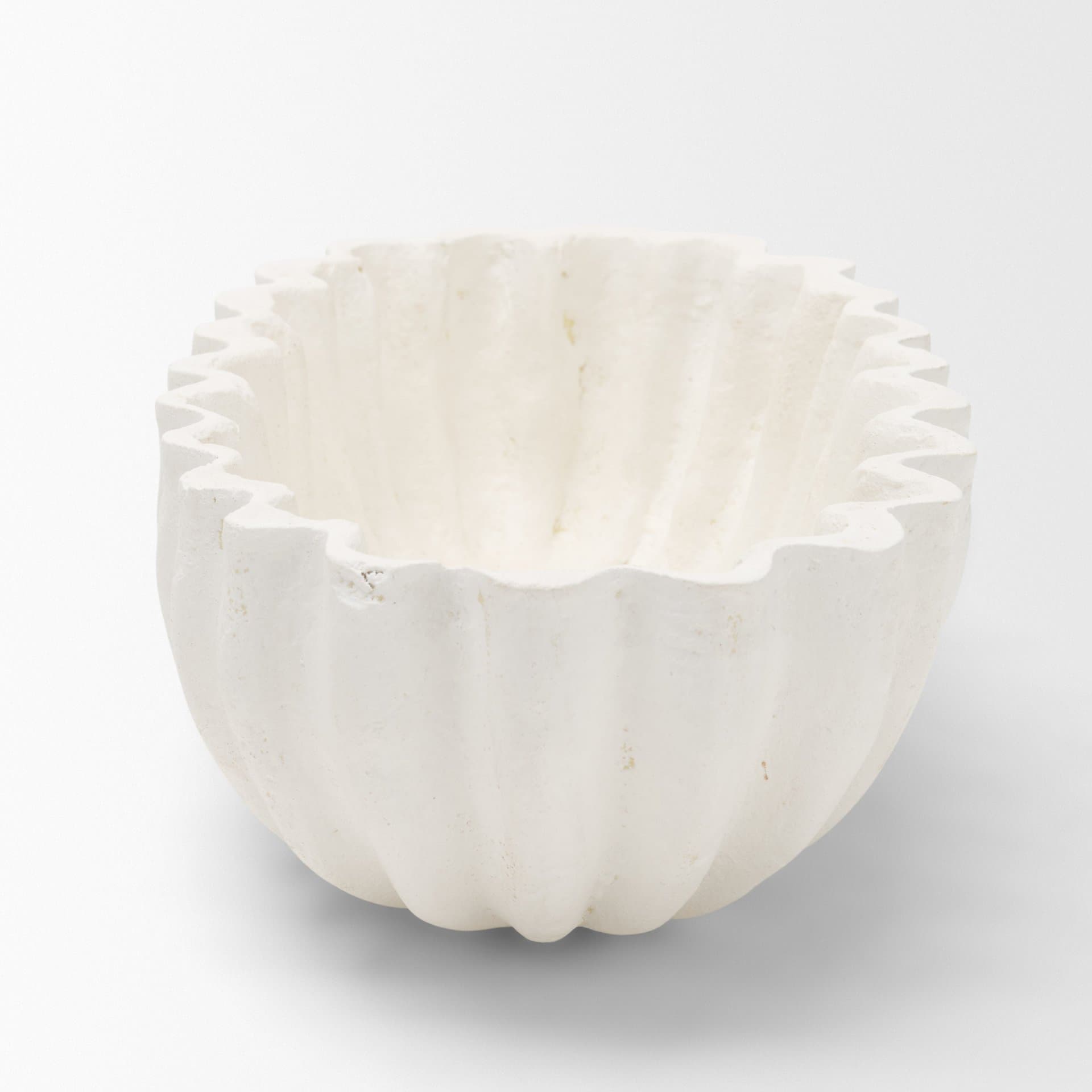 Camelia Fluted White Paper Mache Long Centerpiece Bowl — product photograph