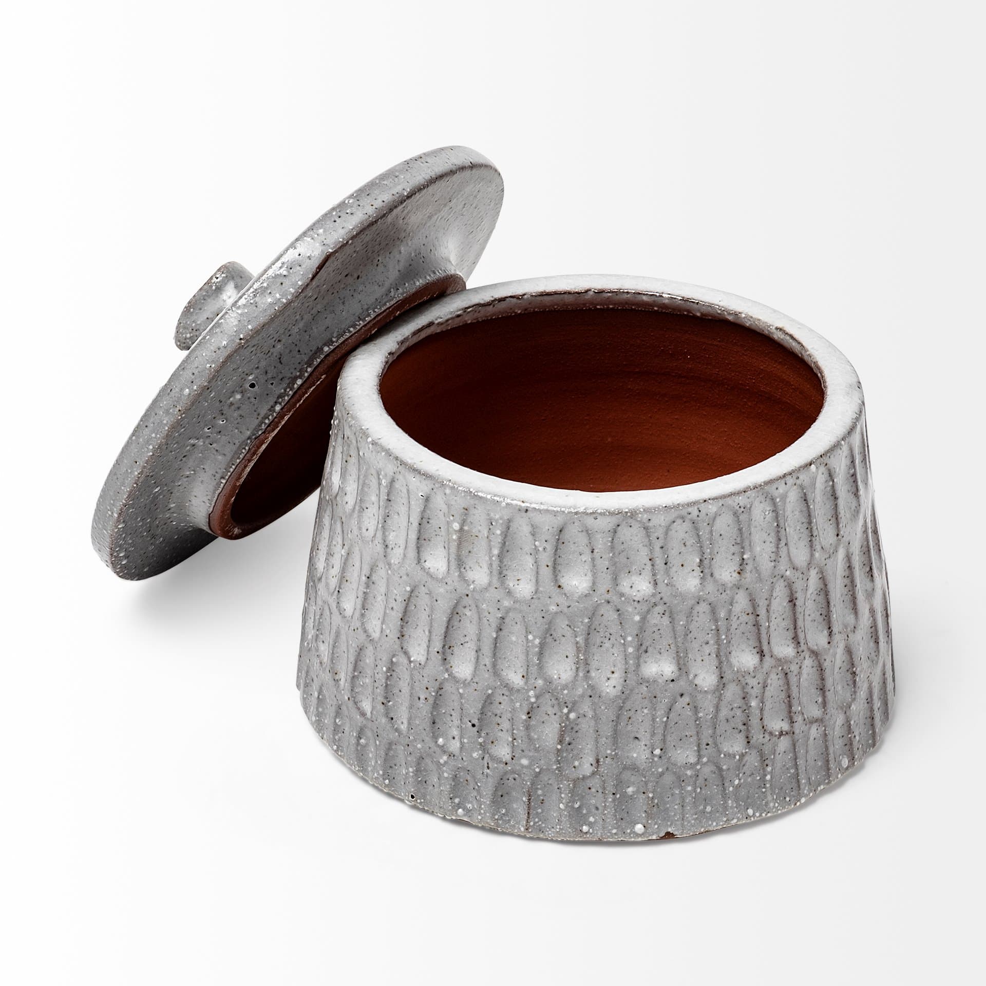 Azul (Large) 5L x 5W Gray Ceramic Detailed Decorative Box — product photograph