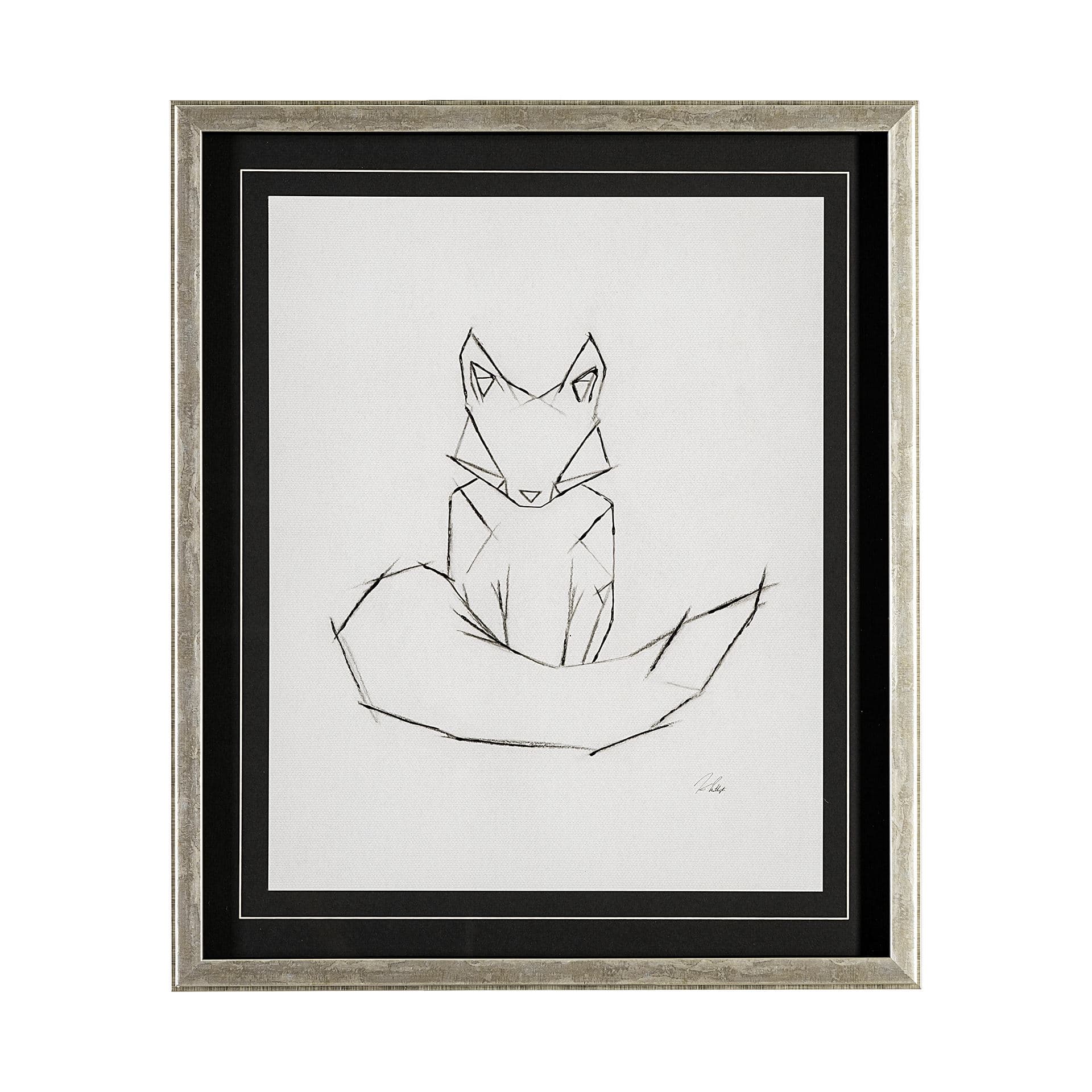 Geo Fox by Mercana Studio a Hand Embellished Textured Framed Art Print Matted under Glass — product photograph