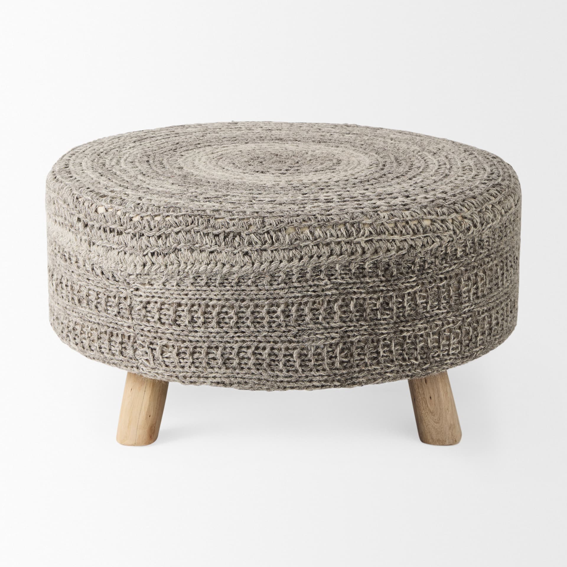 Bina 30.0L x 30.0W x 15.0H Dark Gray 4 Legged Wool Stool — product photograph