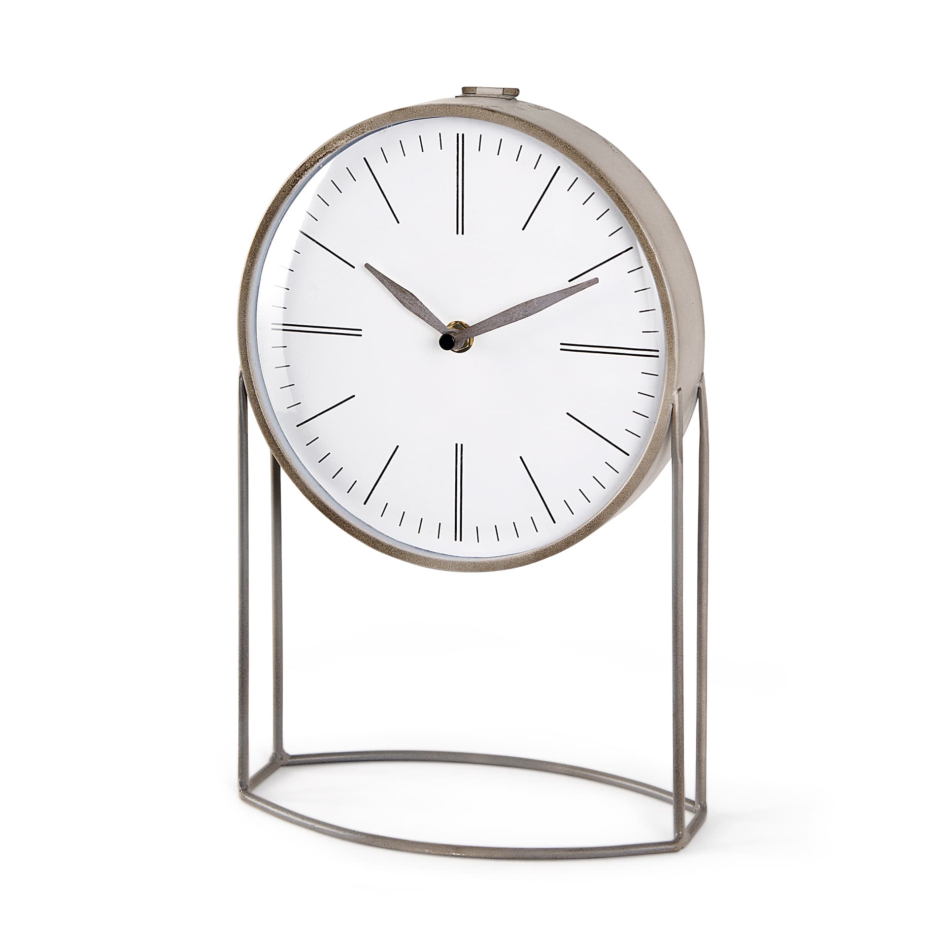 Aurus Matte Gray Metal Table Clock — product photograph