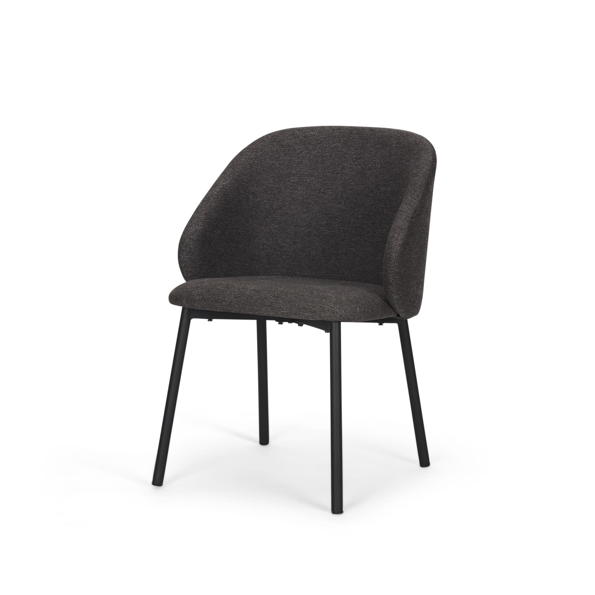 Shannon Contoured Back Dining Side Chair | Gray Fabric w/ Metal — product photograph