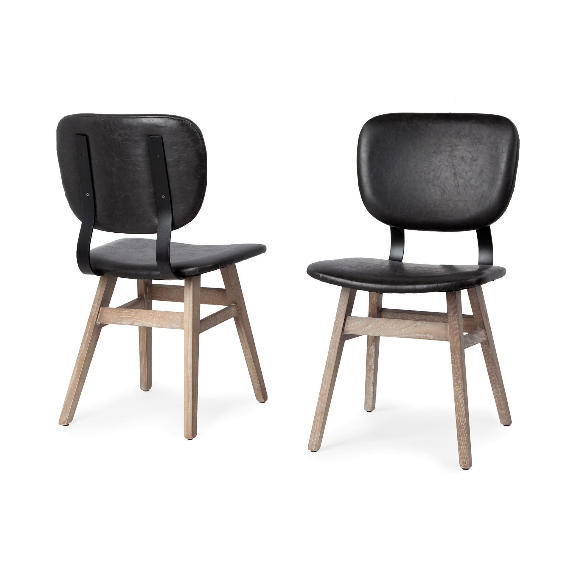 Haden Open Back Dining Side Chair | Black Faux Leather w/ Iron — product photograph