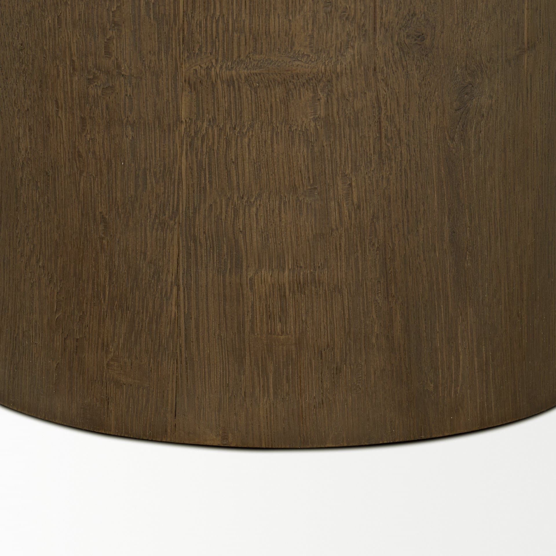 Lyonne Round Medium Brown Oak Wood Pedestal Side Tables — product photograph