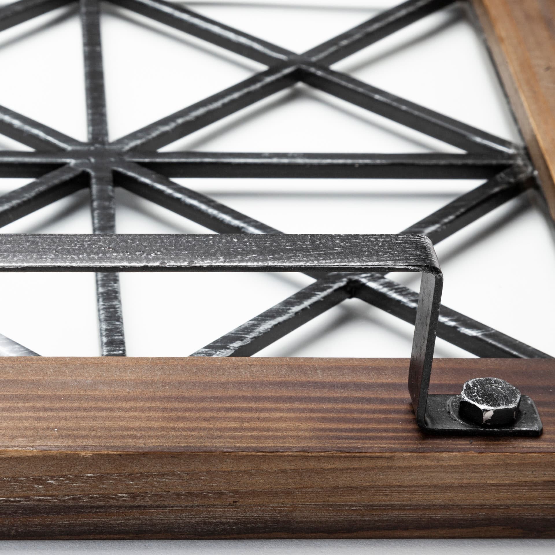 Ellingson 28L x 13W Black Rectangular Metal Glass Wood Bottom Tray — product photograph