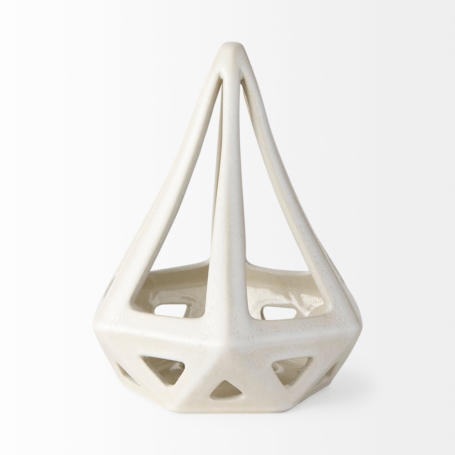 Hood 7.7L x 7.7W x 9.4H White Geometric Ceramic Object — product photograph