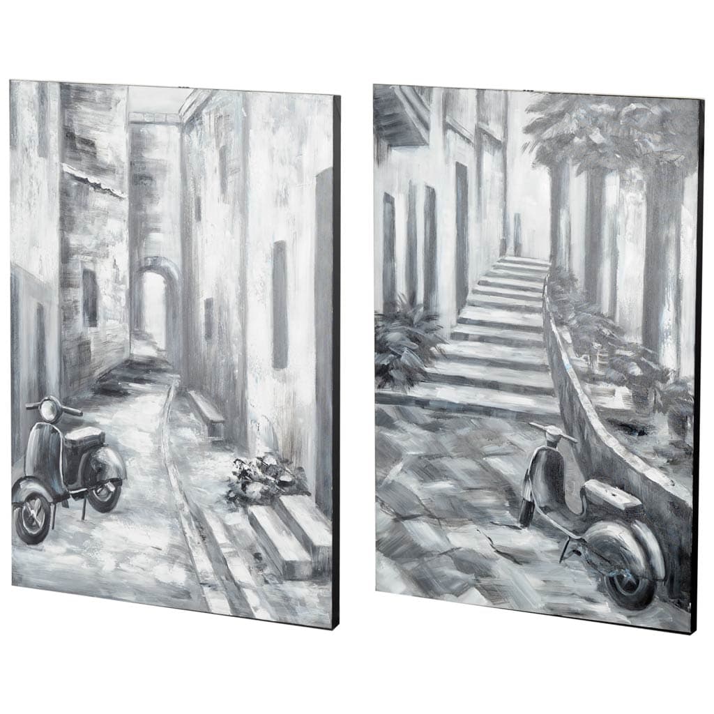 Memory Lanes Diptych Italian Laneway Original Hand Painted on Canvas Oil Painting — product photograph
