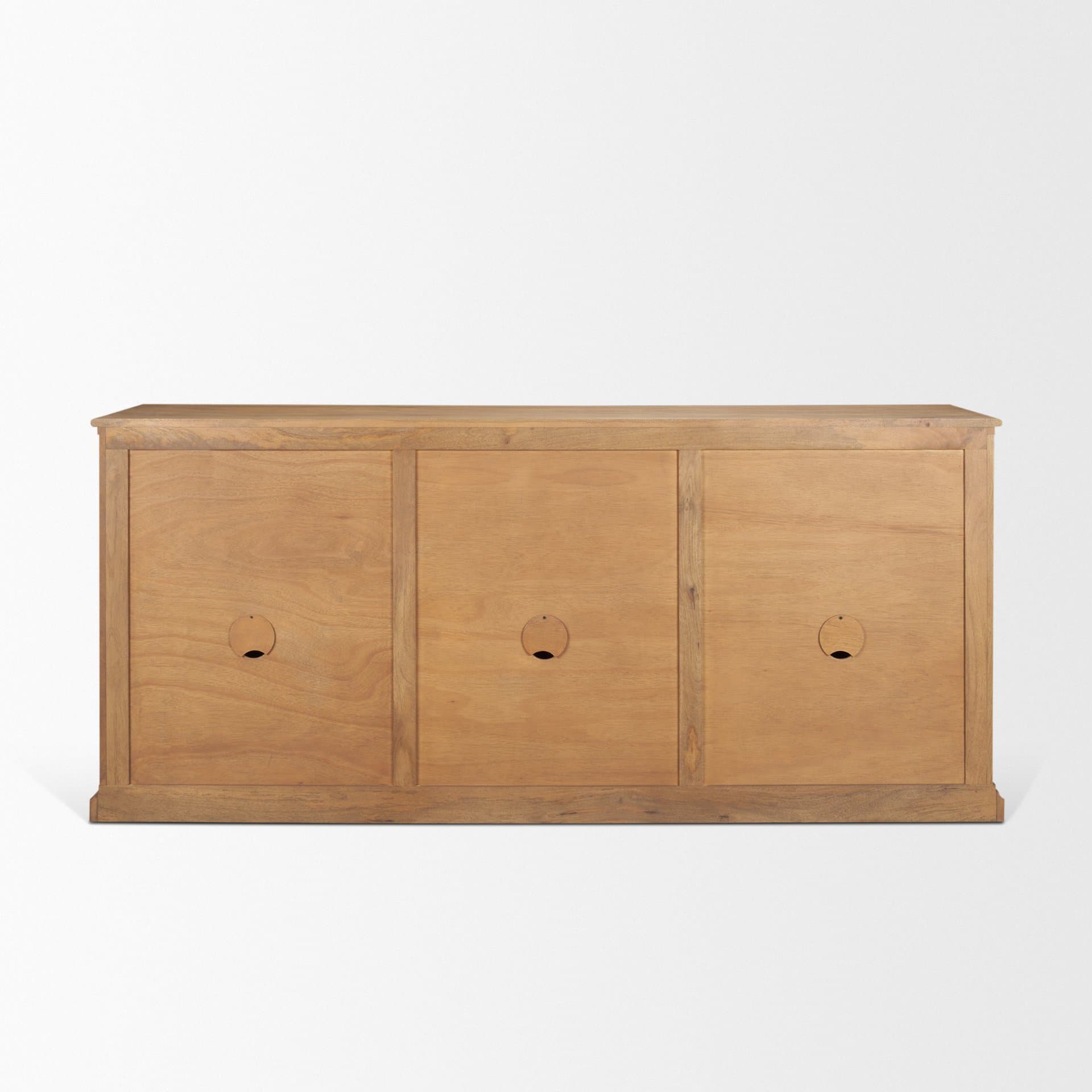Baron Light Brown Solid Wood w/ Antiqued Brass Knobs 3-Drawer 6-Door Sideboard — product photograph