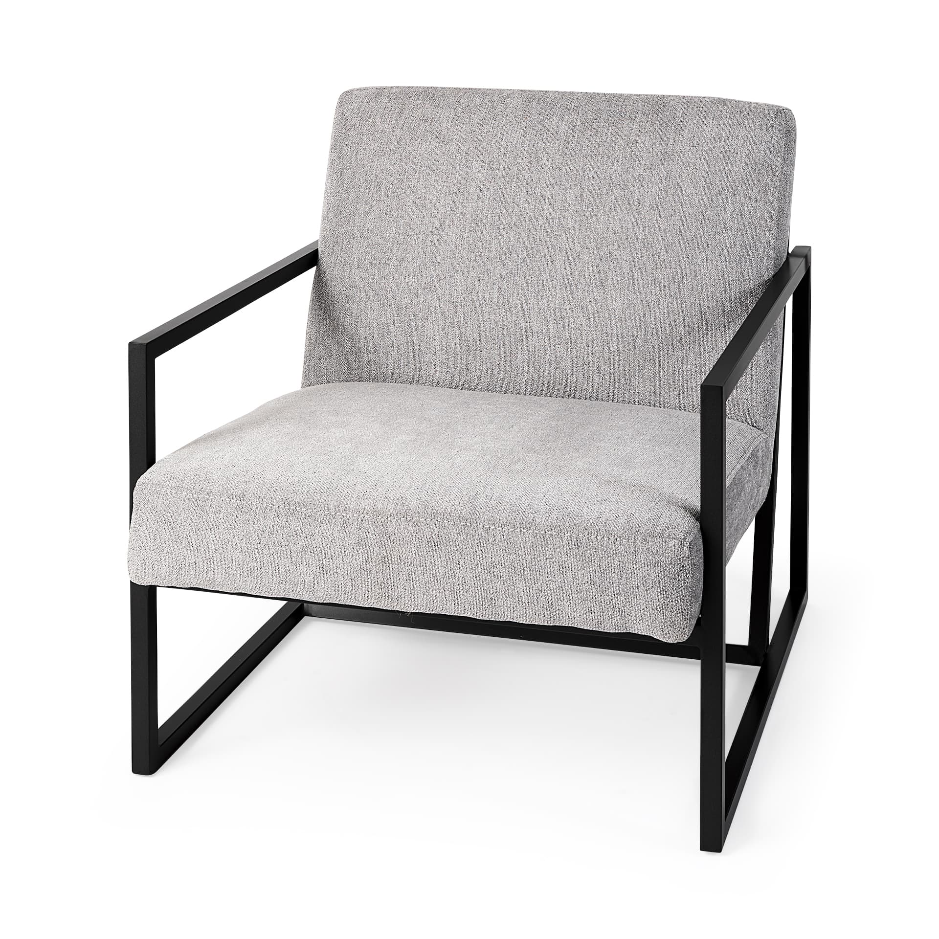Armelle Gray Fabric Seat W/Black Metal Frame Accent Chair — product photograph
