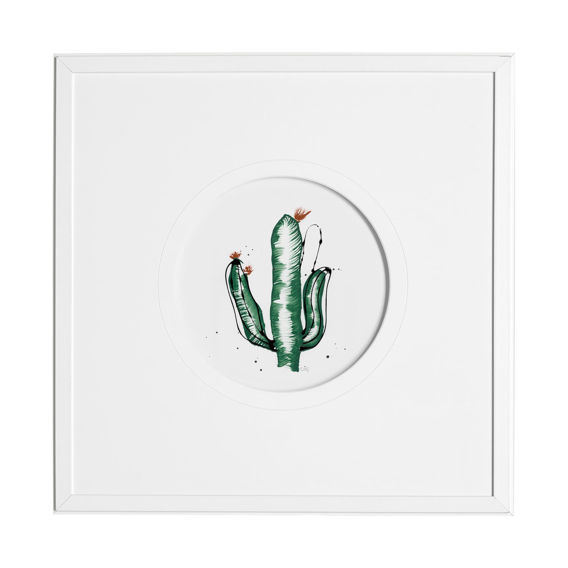 Cactus IV by Mercana Studio a Hand Embellished Textured Framed Art Print Matted under Glass — product photograph