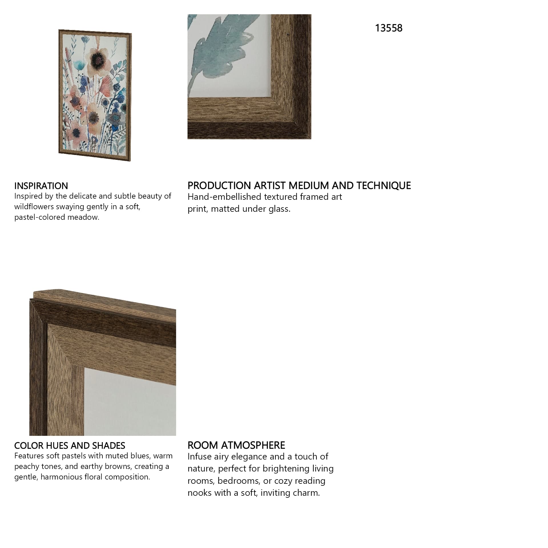 Quiet Marvels by Maya Woods a Hand Embellished Textured Framed Art Print Matted under Glass — in a styled room
