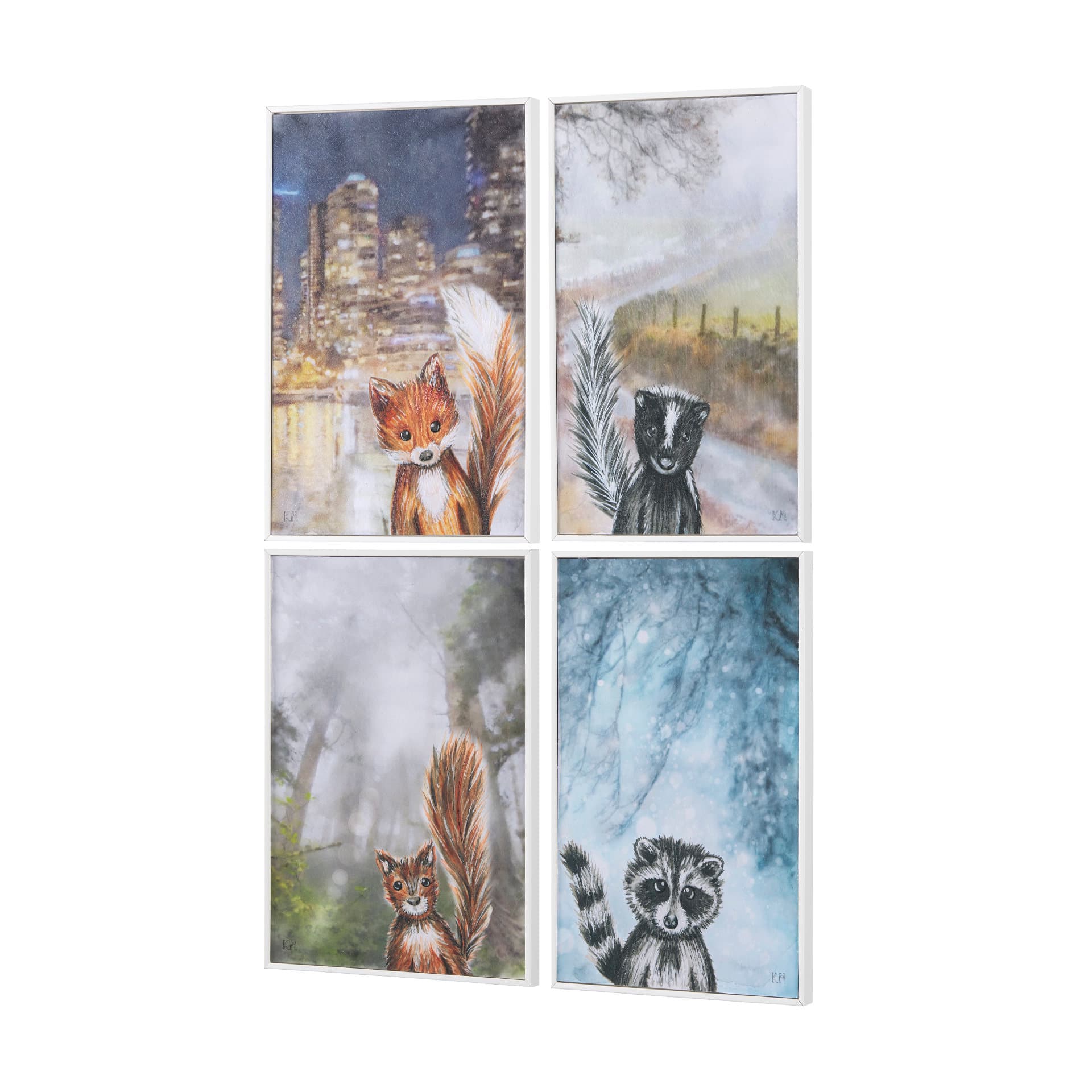 City Fox by Mercana Studio a Hand Embelished Textured Framed Art Print — product photograph