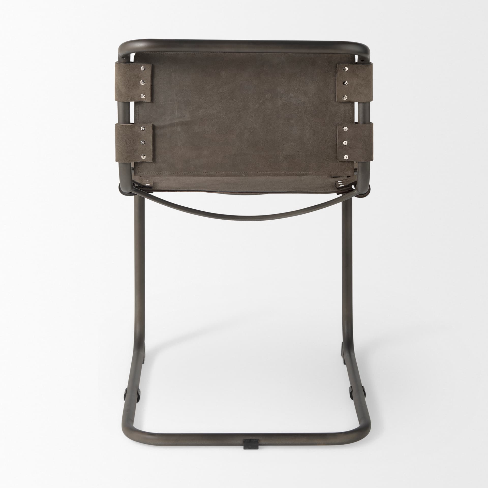 Berbick Open Back Dining Side Chair | Gray Suede w/ Iron — product photograph