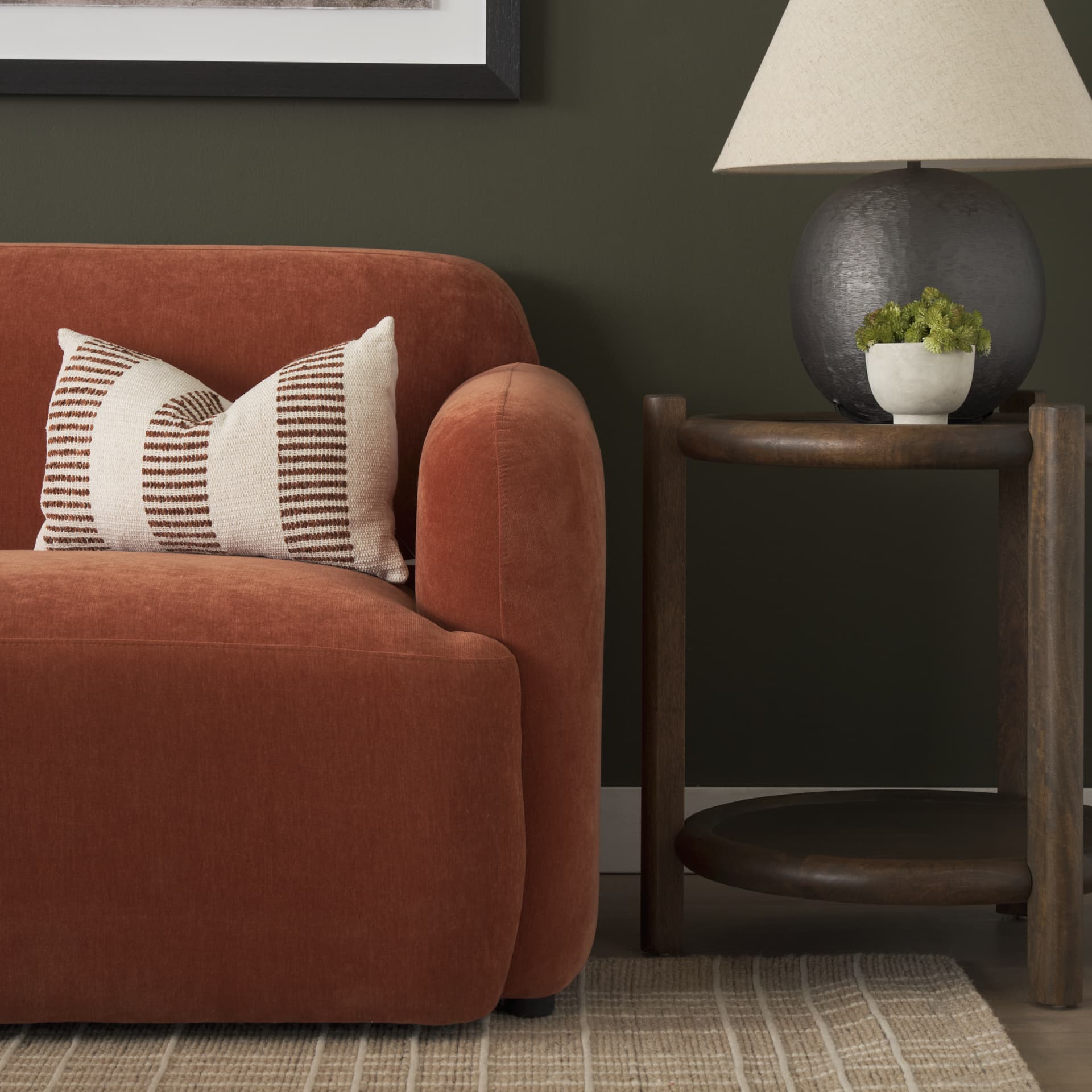 Saga Stonewashed Rust Chenille Fabric 3 Seater Sofa — product photograph