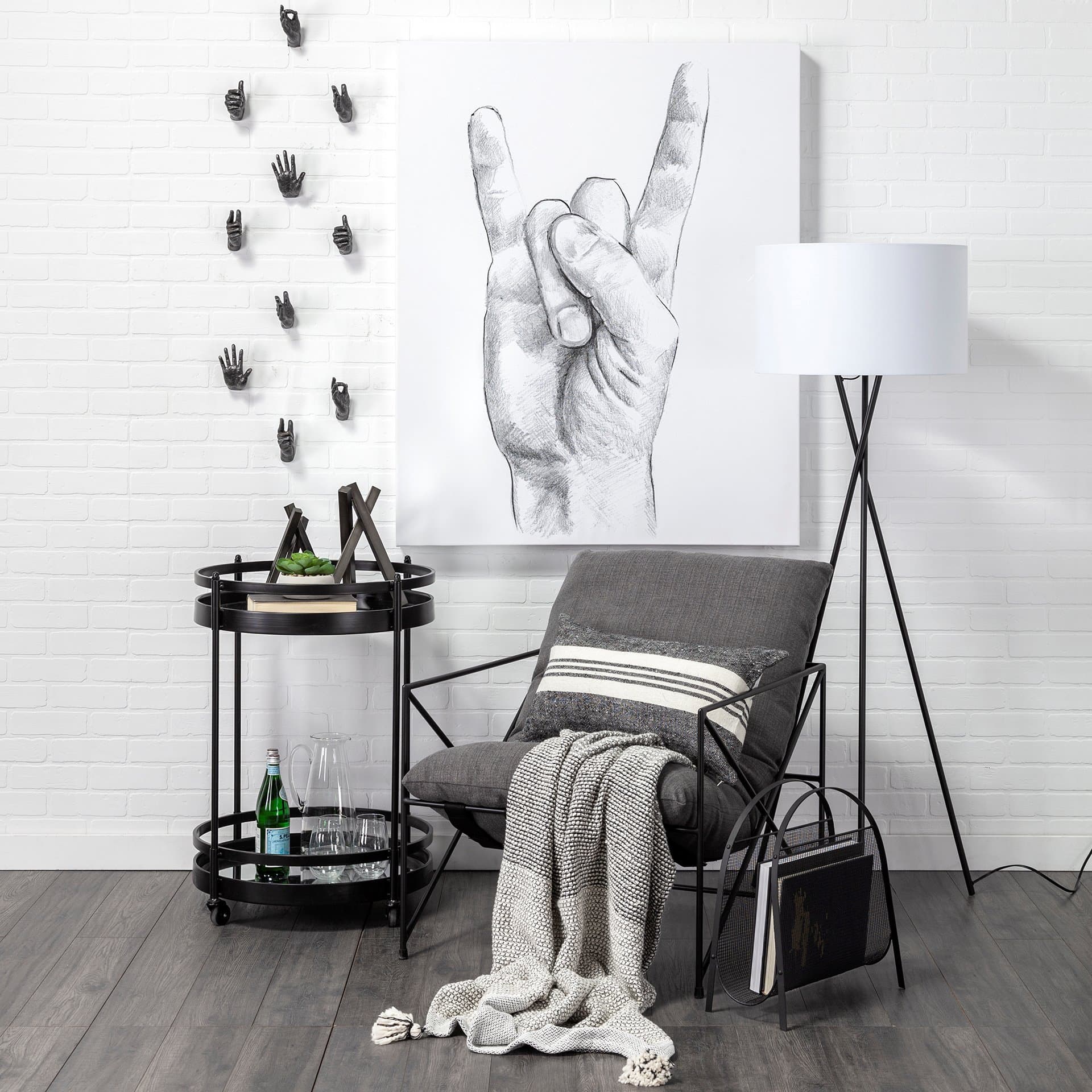 Sharon 14x26 Black With Stripes Decorative Pillow Cover — in a styled room