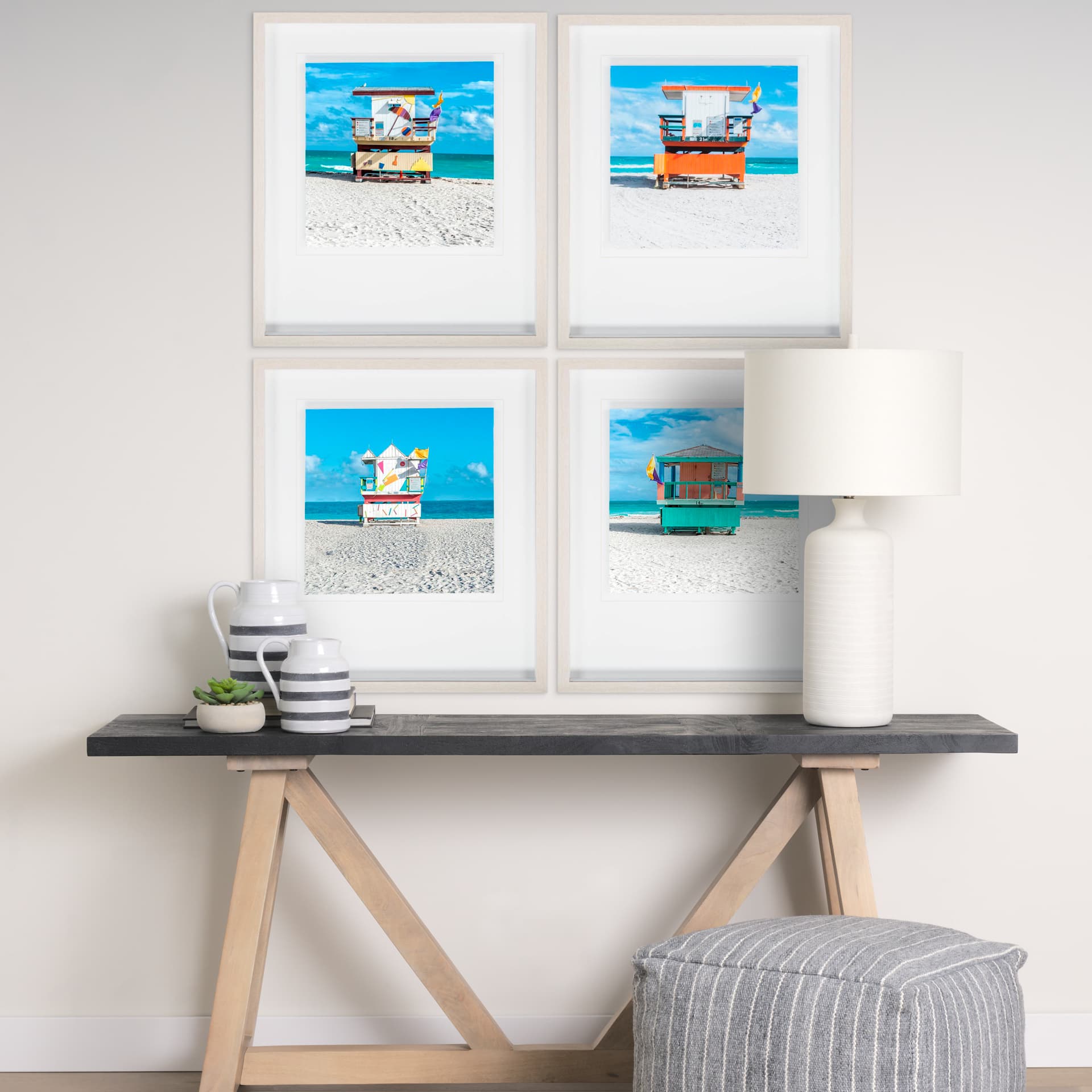Miami Beach I by Richard Silver a Framed Photo Art Print Matted under Glass — in a styled room