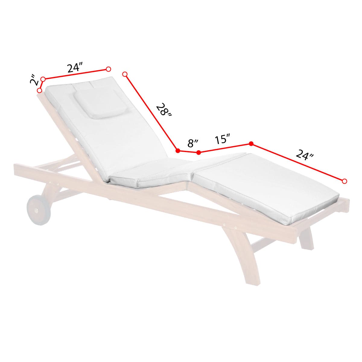 Chaise Lounger White Cushion TC70-W — product photograph