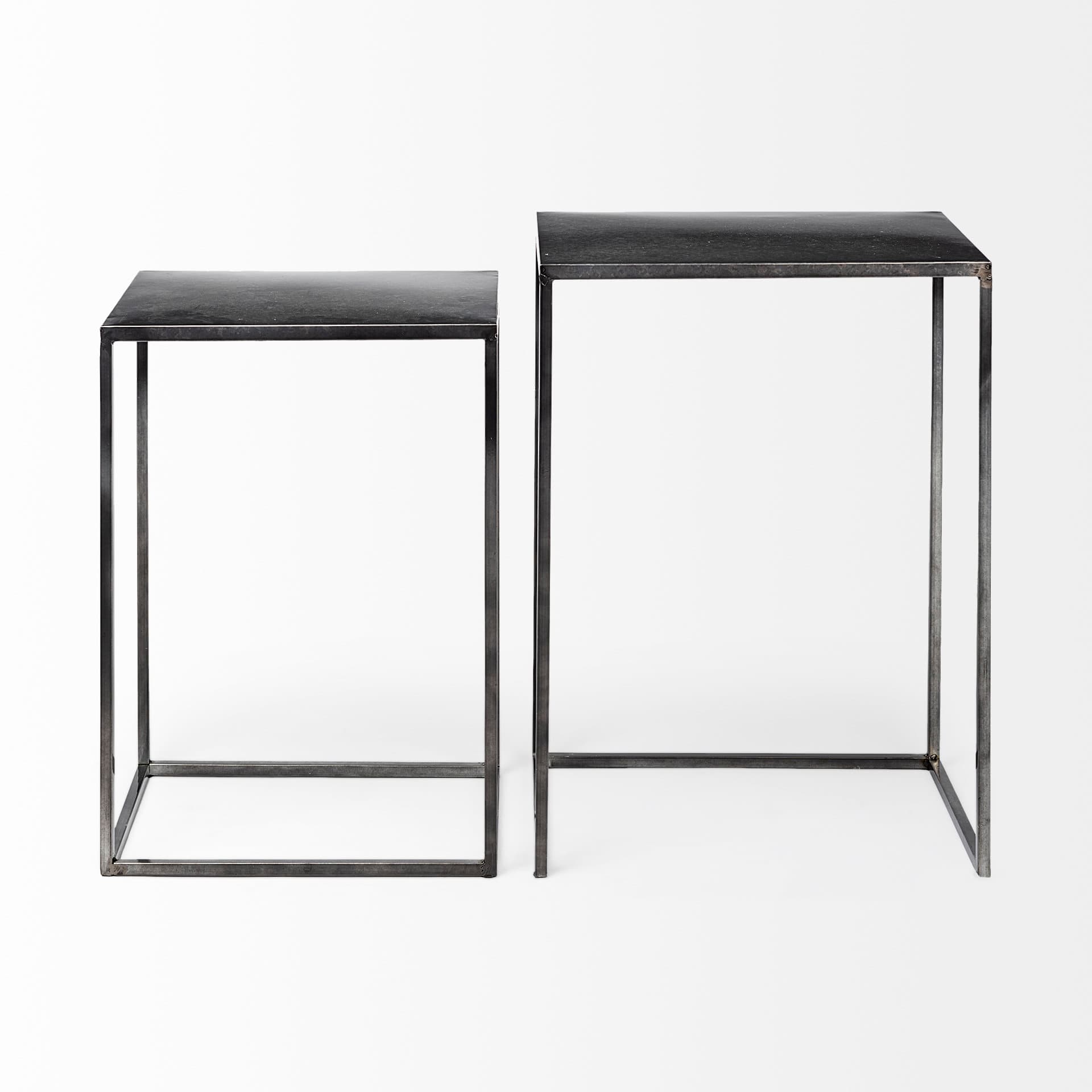 Kasey (Set of 2) 17.7L x 12.6W x 24.4H Galvanized Metal Nesting Accent Tables — product photograph