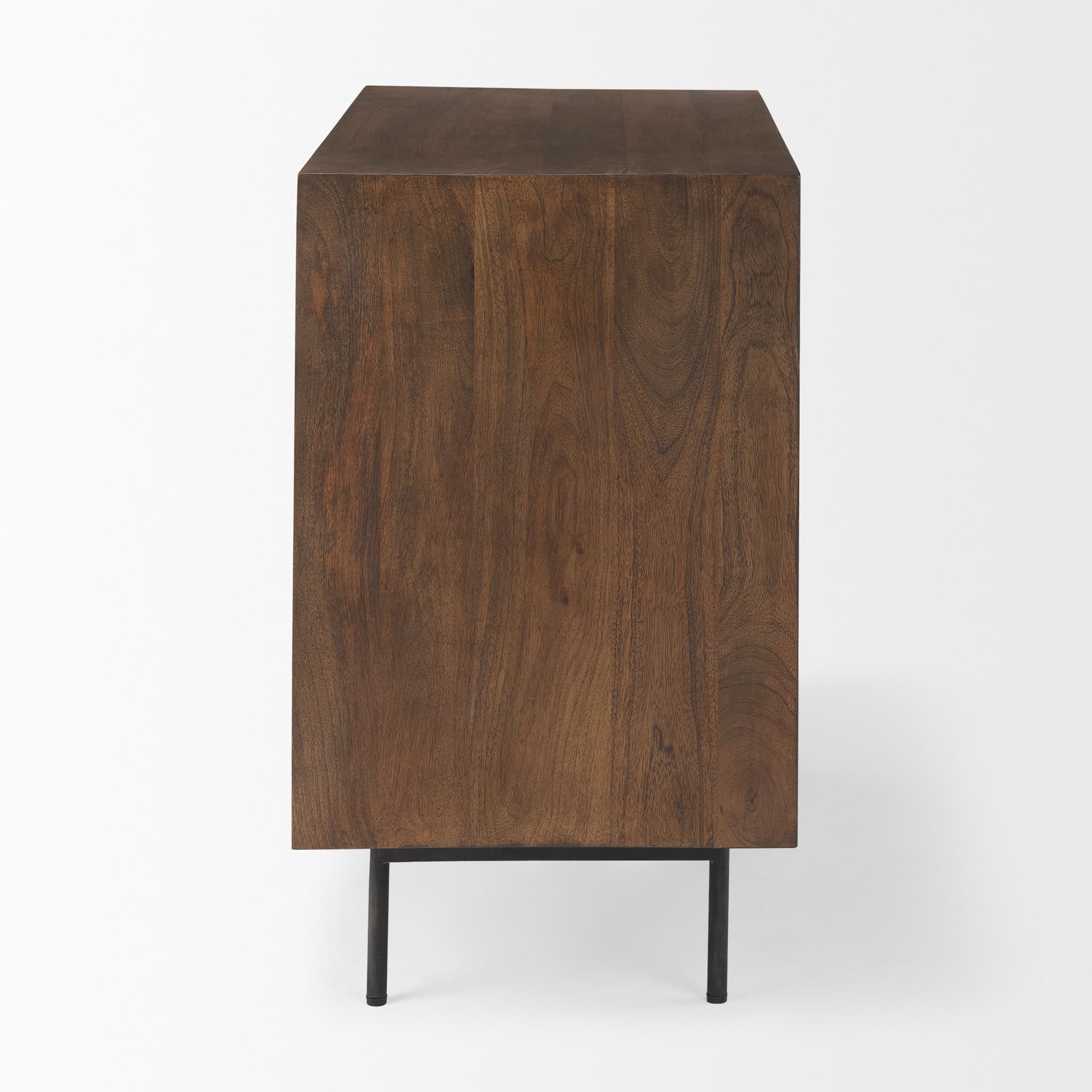 Grace 35.5L x 18.0W x 31.0H Medium Brown Wood W/Black Metal Frame 3 Drawer Accent Cabinet — product photograph