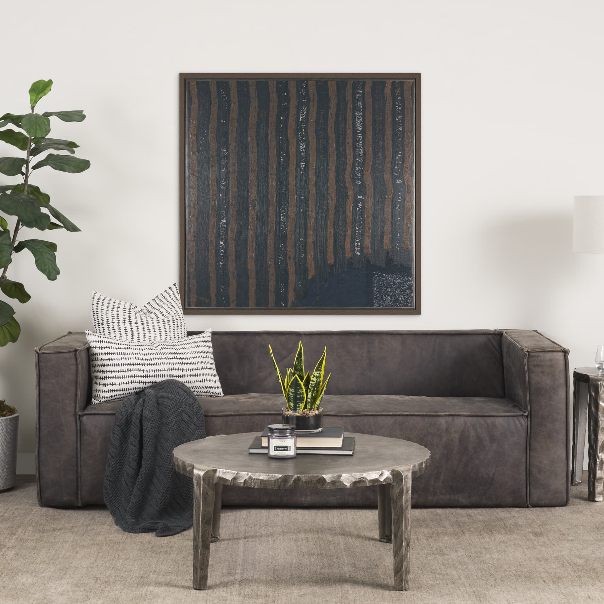 Frequency by Mercana Studio a Hand Embellished Textured Framed Canvas — in a styled room