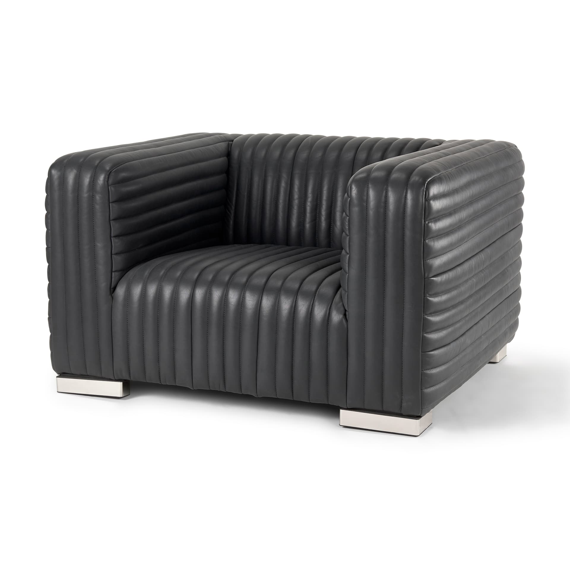 Ricciardo Black Leather Upholstered Arm Chair — product photograph