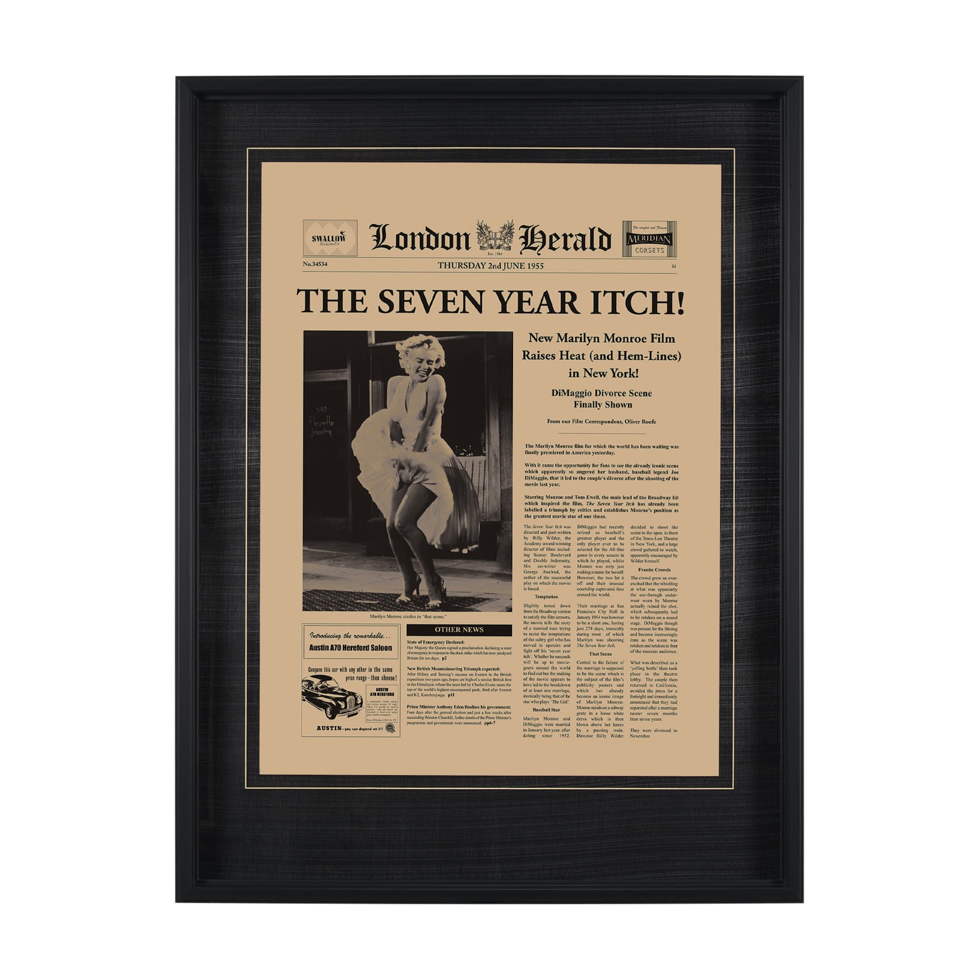 The Seven Year Itch by Vintage Collection Hand Embellished Framed Art Photo Matted under Glass — product photograph