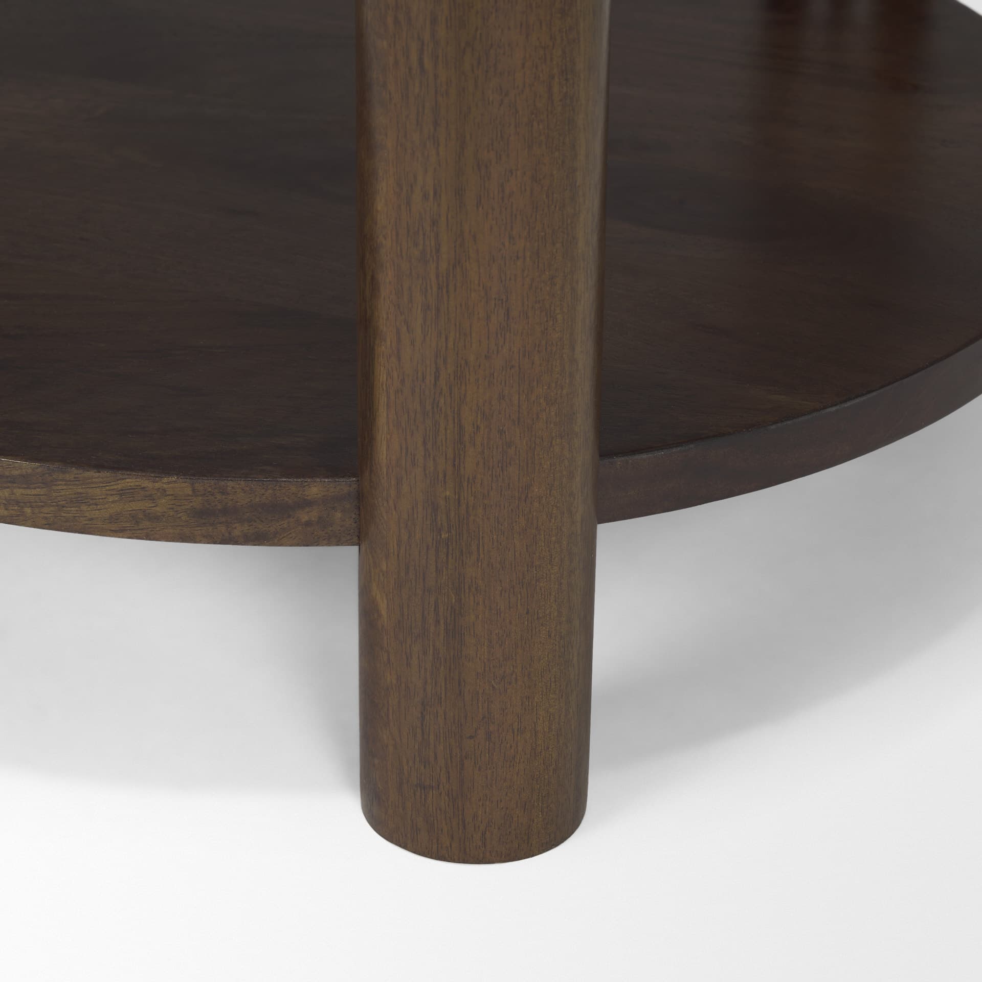 Jovia Brown Mango Wood W/ Cappuccino Marble Round Side Table — product photograph