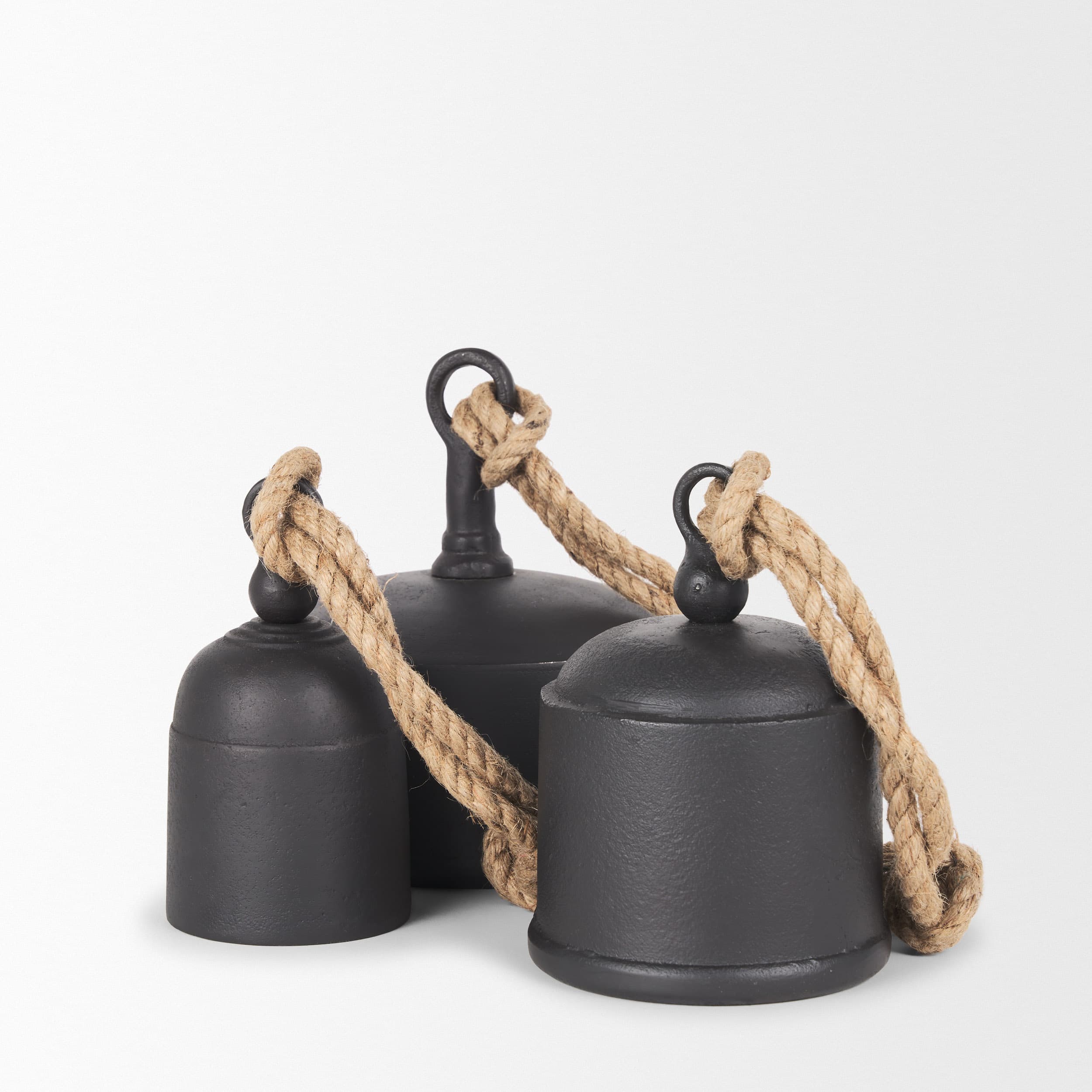 Quincy Large Matte Black Metal Decorative Bell Object — product photograph