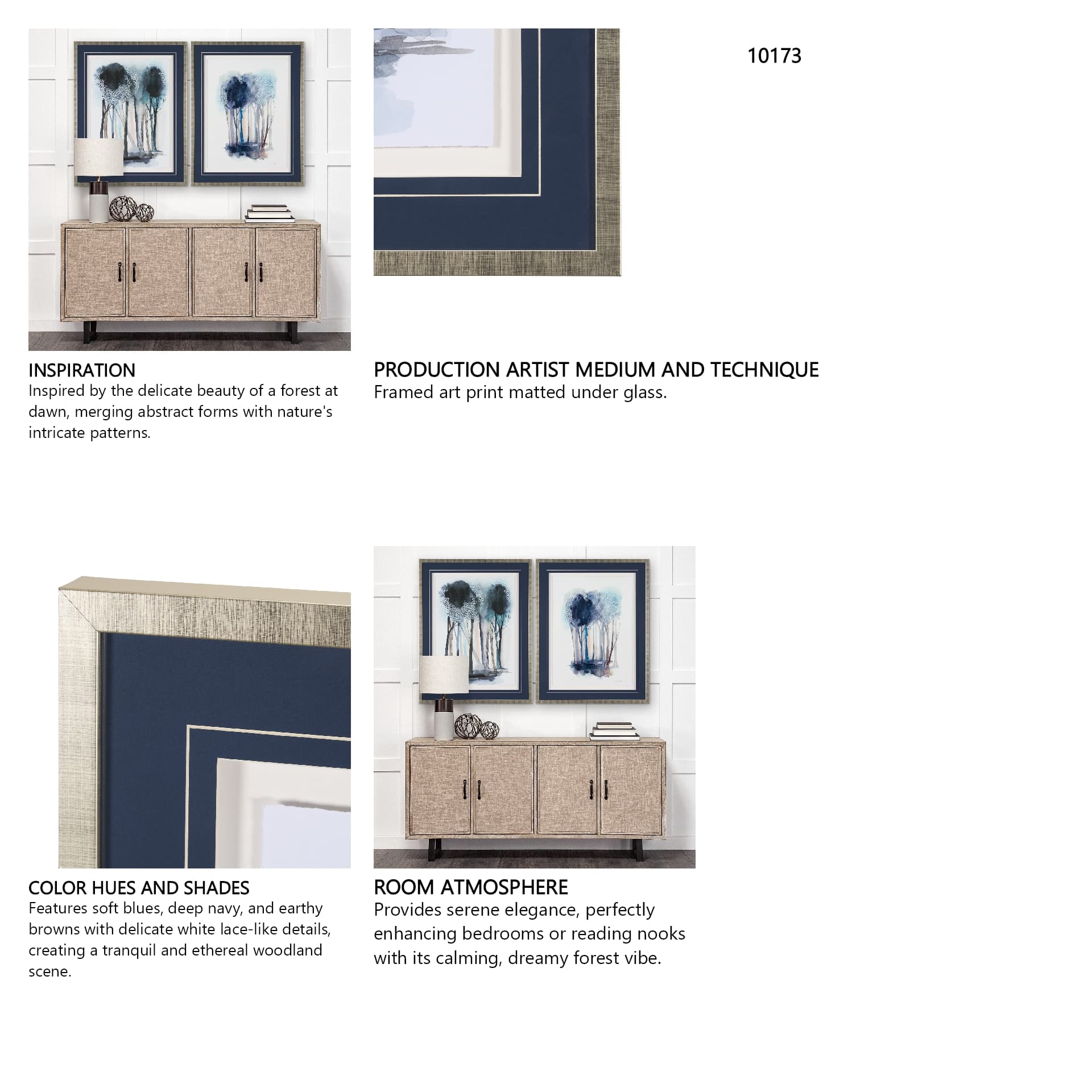 Custom Tranquil Coppice I (MC) by Grace Popp a Framed Art Print Matted under Glass — in a styled room